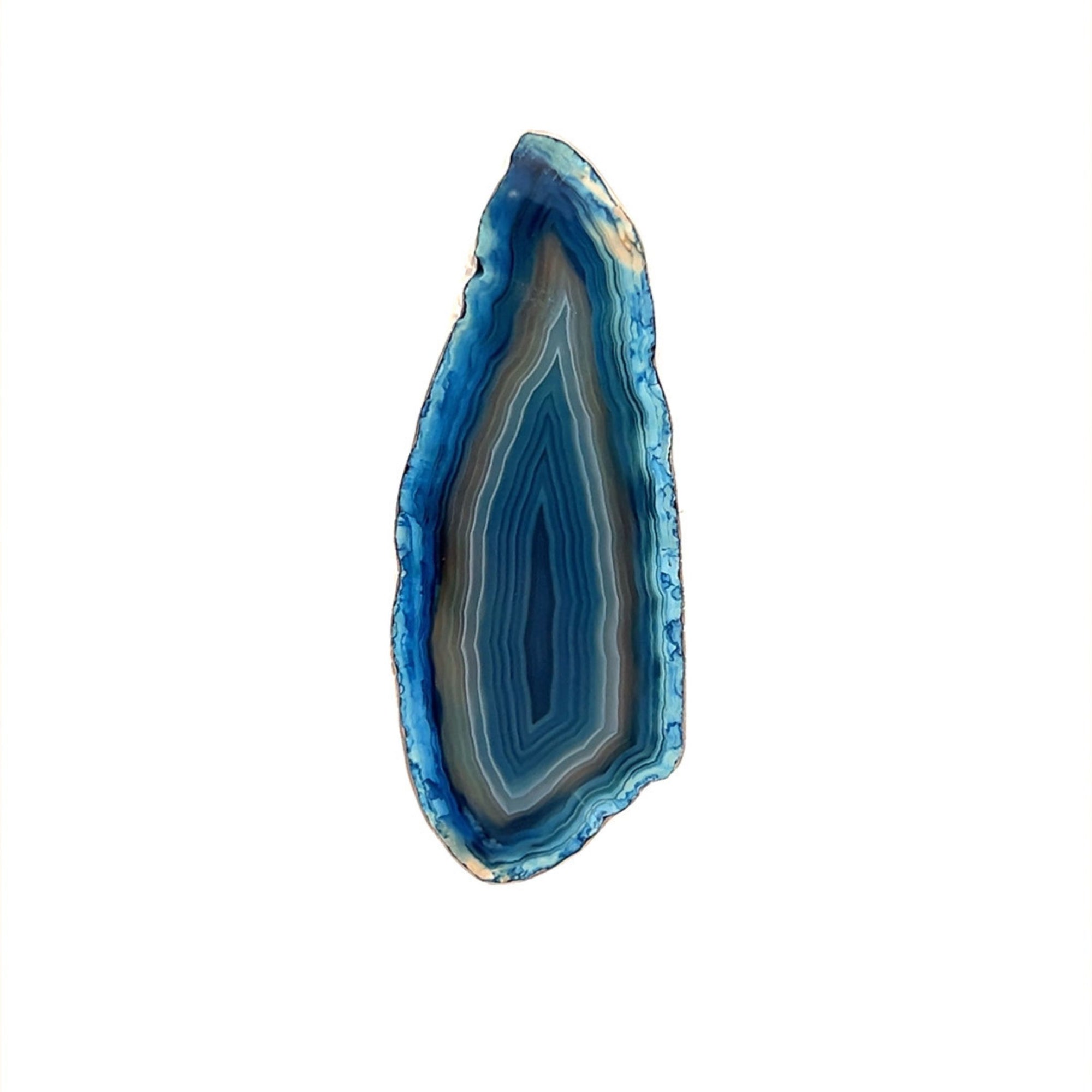 Sterling Silver Blue Agate Slice Adjustable Ring - Style #6 | Charles Albert Jewelry