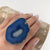 Sterling Silver Blue Agate Slice Adjustable Ring - Style #8 | Charles Albert Jewelry