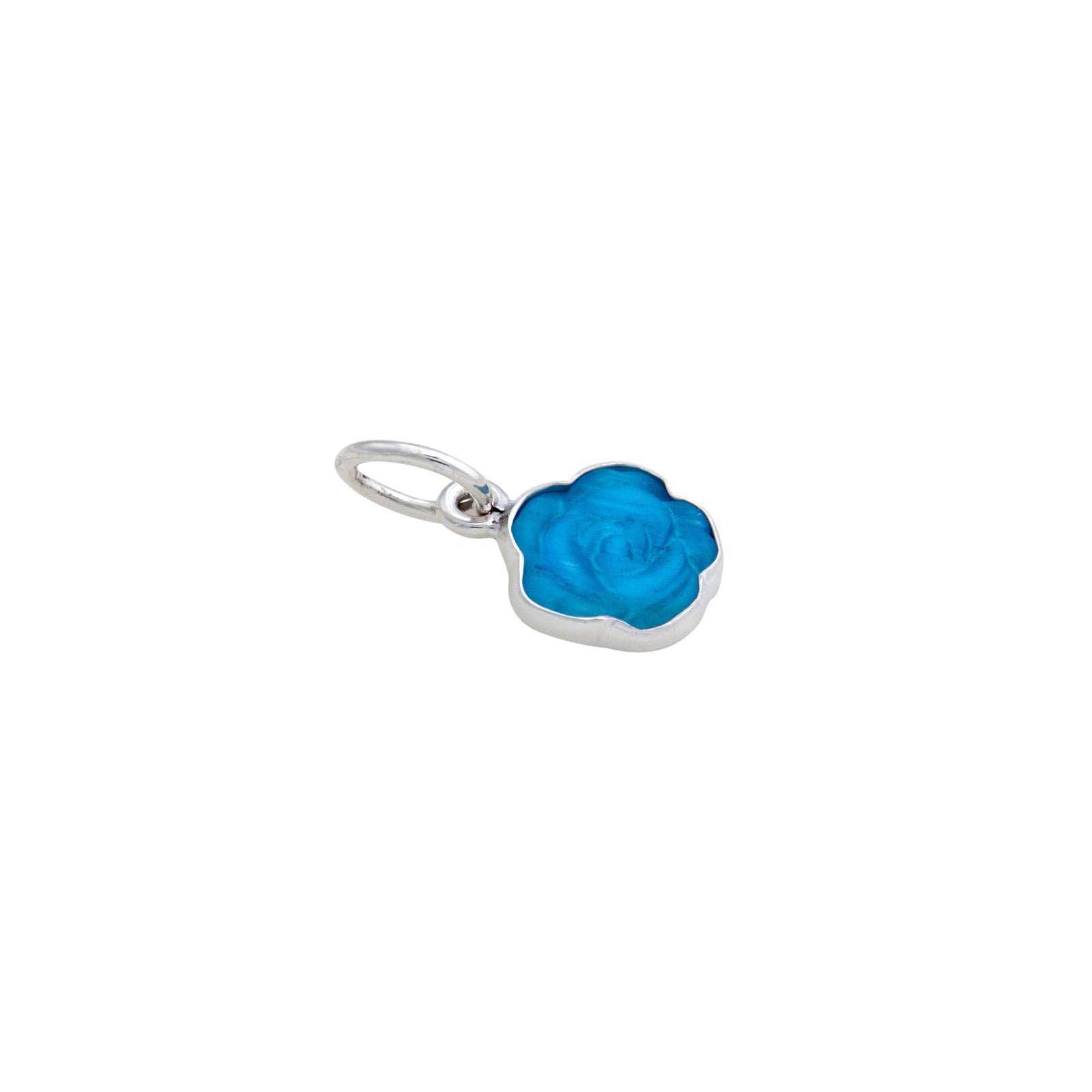 Sterling Silver Blue Rose Fiber Optic Petite Charm Pendant | Charles Albert Jewelry