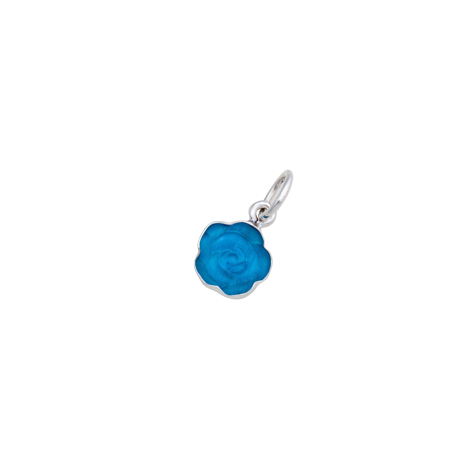 Sterling Silver Blue Rose Fiber Optic Petite Charm Pendant | Charles Albert Jewelry