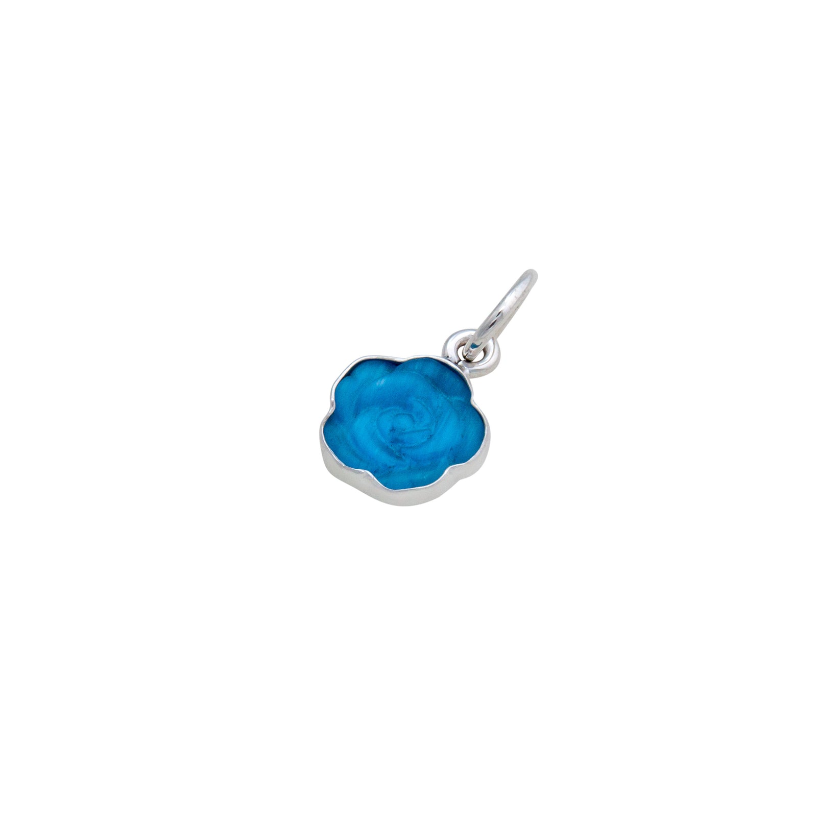 Sterling Silver Blue Rose Fiber Optic Petite Charm Pendant | Charles Albert Jewelry