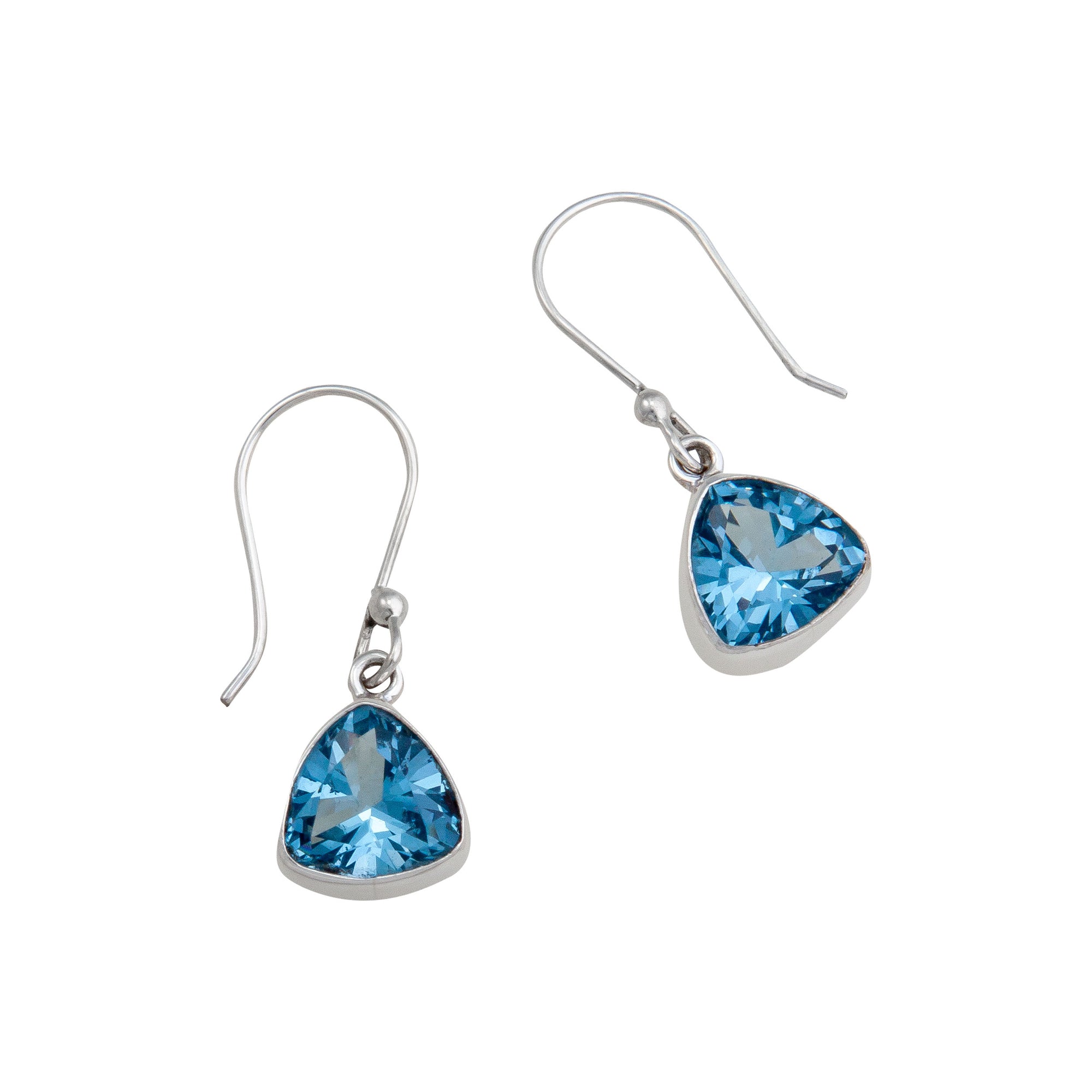 Sterling Silver Blue Topaz Trillion Drop Earrings | Charles Albert Jewelry