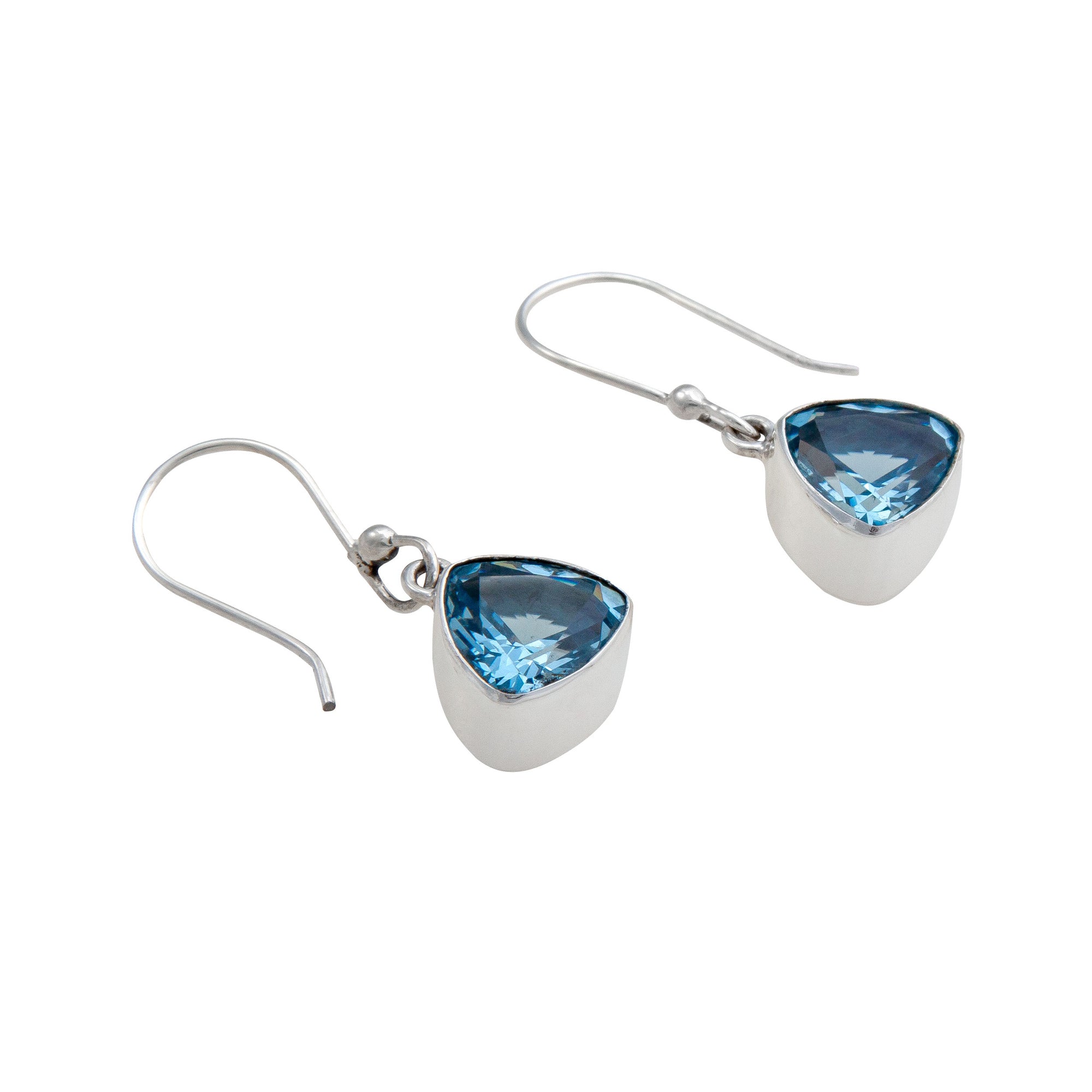 Sterling Silver Blue Topaz Trillion Drop Earrings | Charles Albert Jewelry