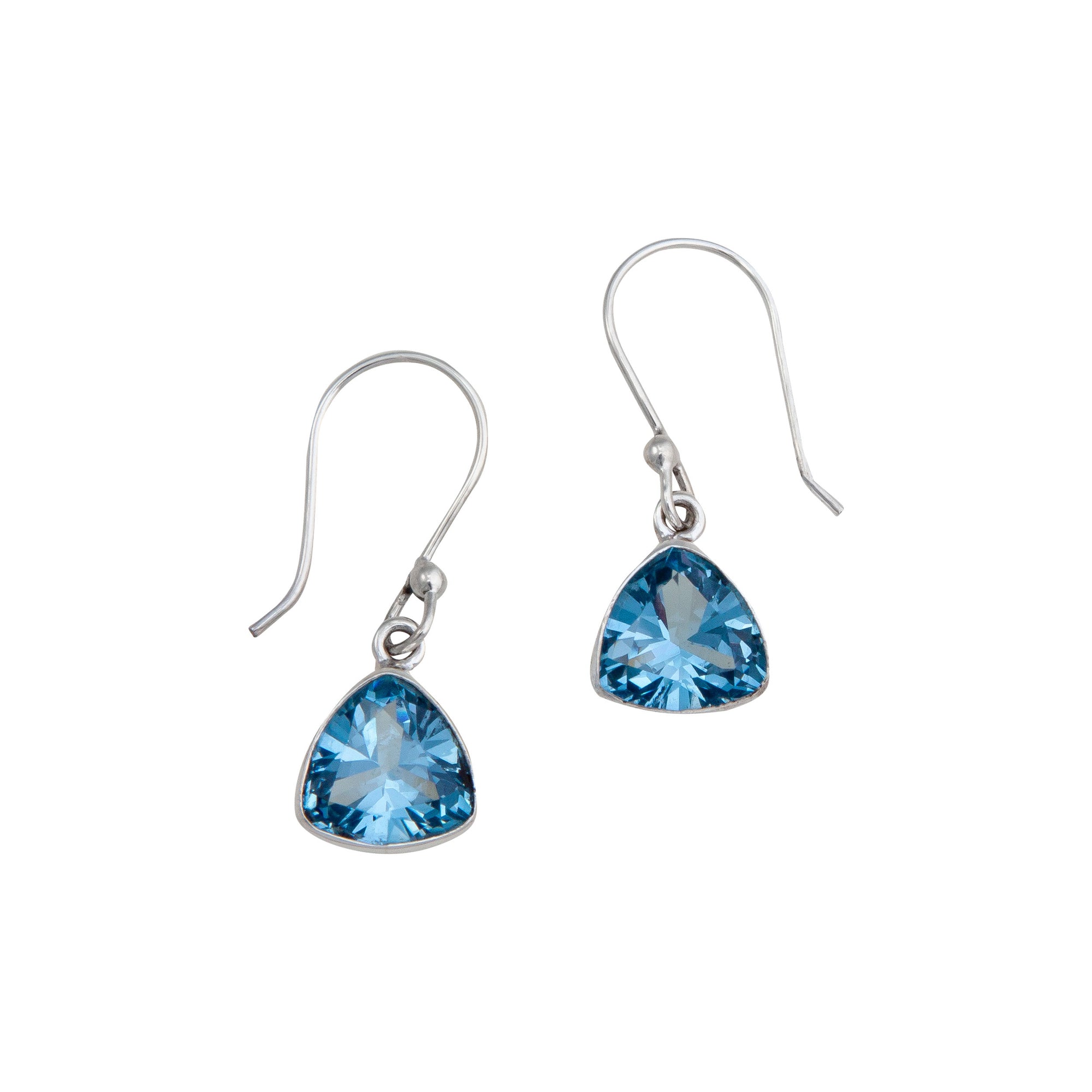 Sterling Silver Blue Topaz Trillion Drop Earrings | Charles Albert Jewelry
