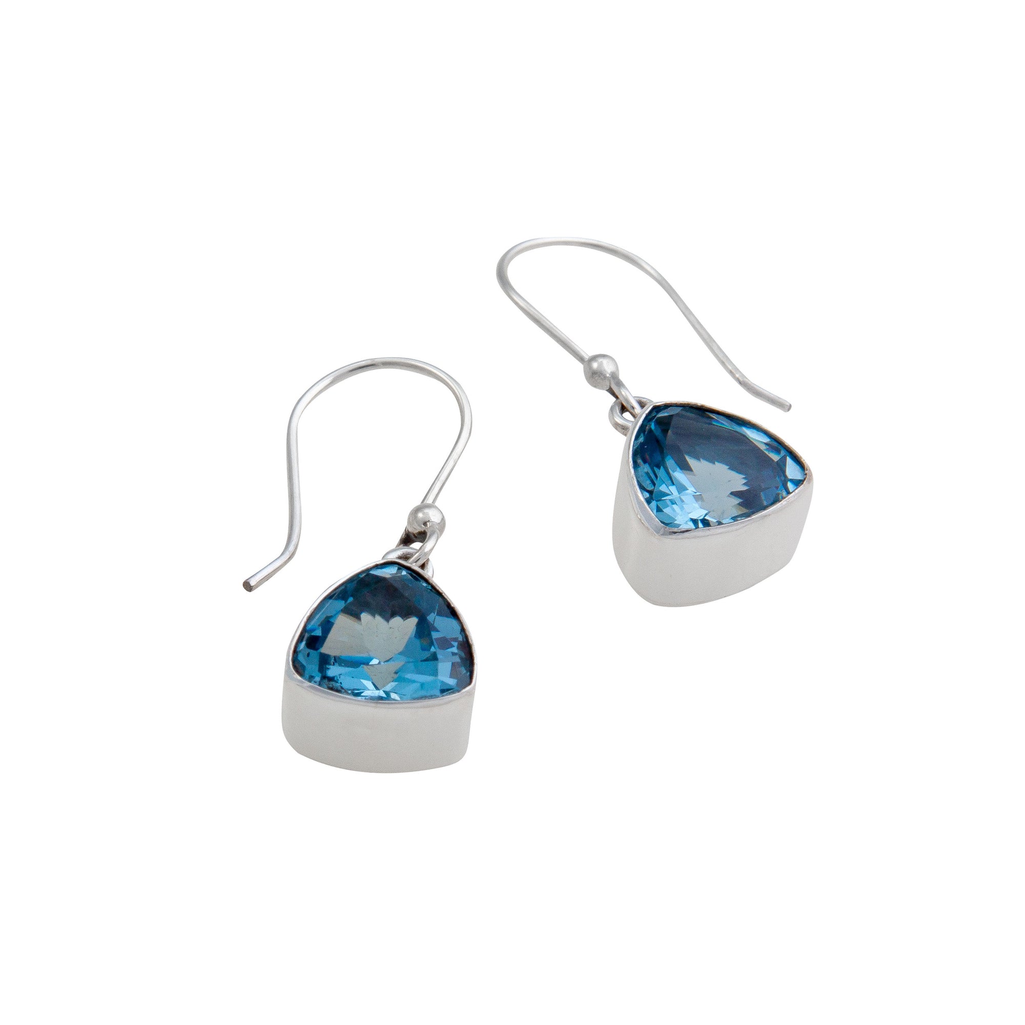 Sterling Silver Blue Topaz Trillion Drop Earrings | Charles Albert Jewelry