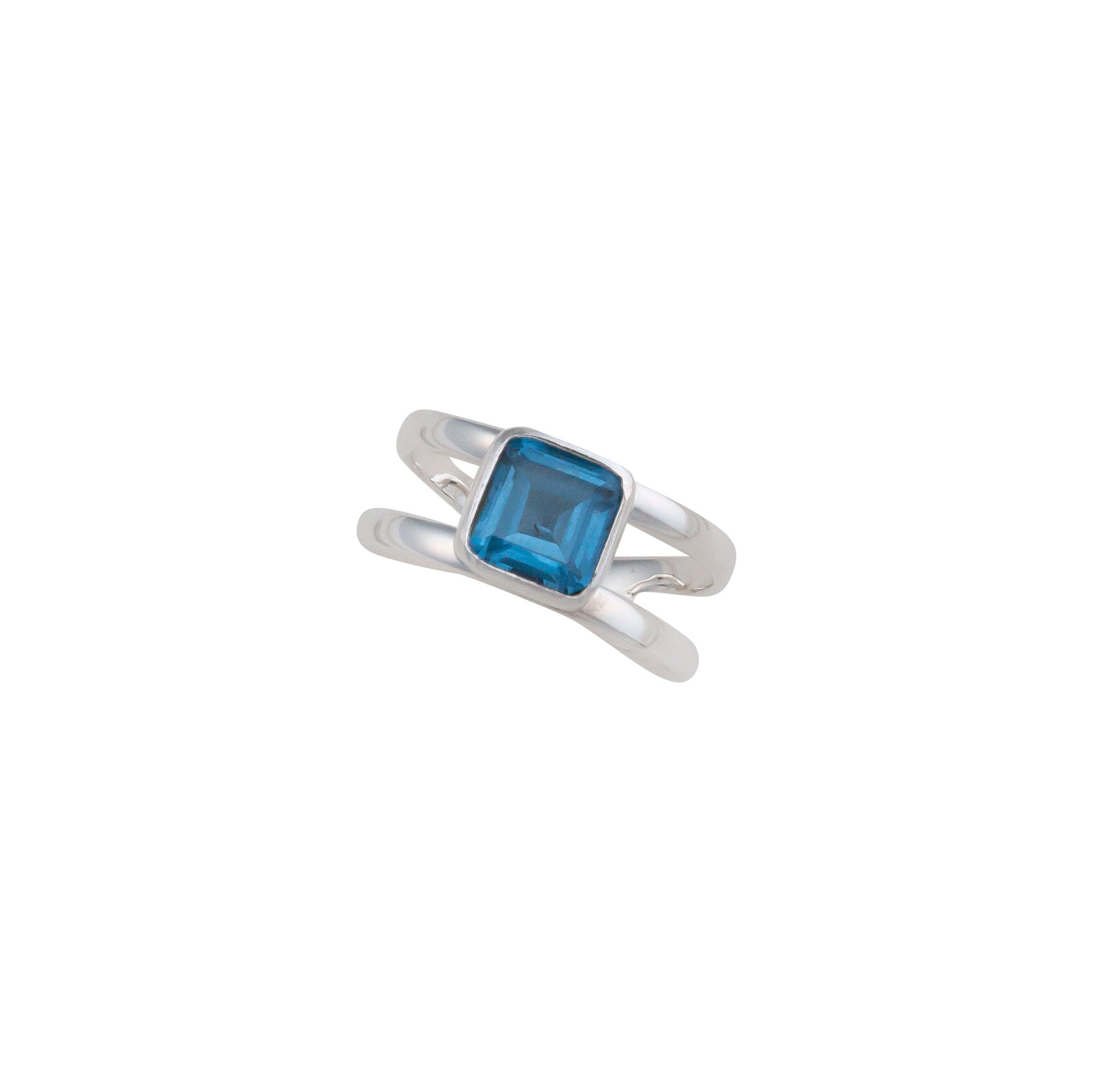 Sterling Silver Blue Zircon Adjustable Cuff Ring | Charles Albert Jewelry