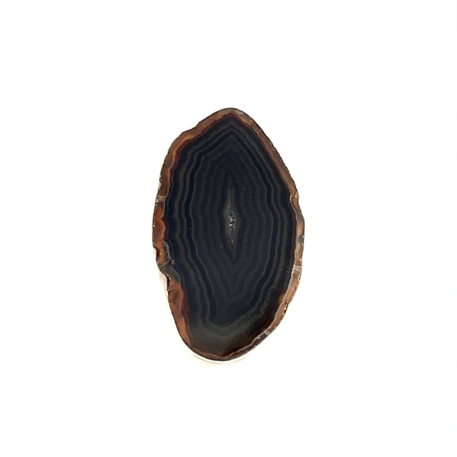 Sterling Silver Brown/Nude Agate Slice Adjustable Ring - Style #2 | Charles Albert Jewelry