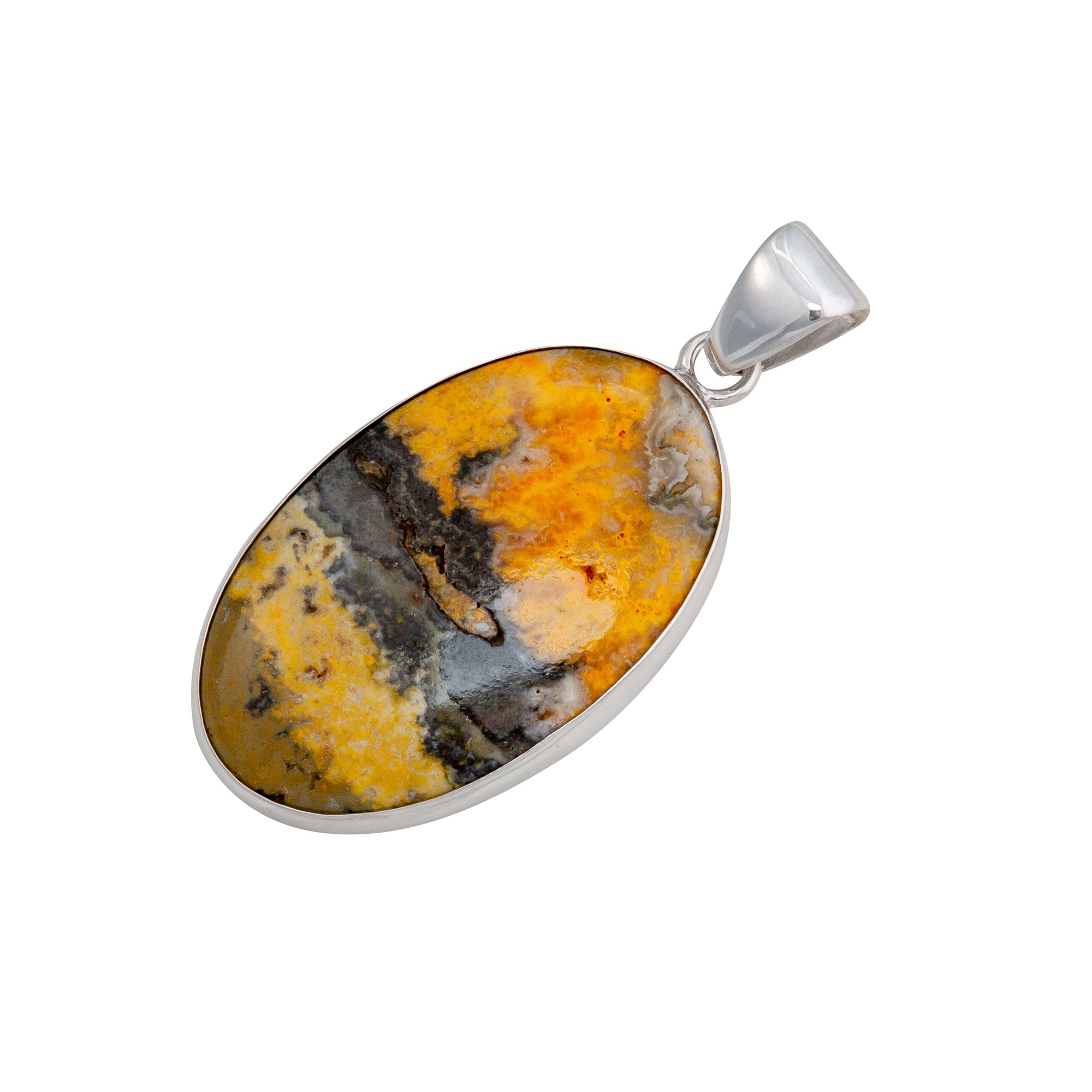 Sterling Silver Bumblebee Jasper Oval Pendant | Charles Albert Jewelry