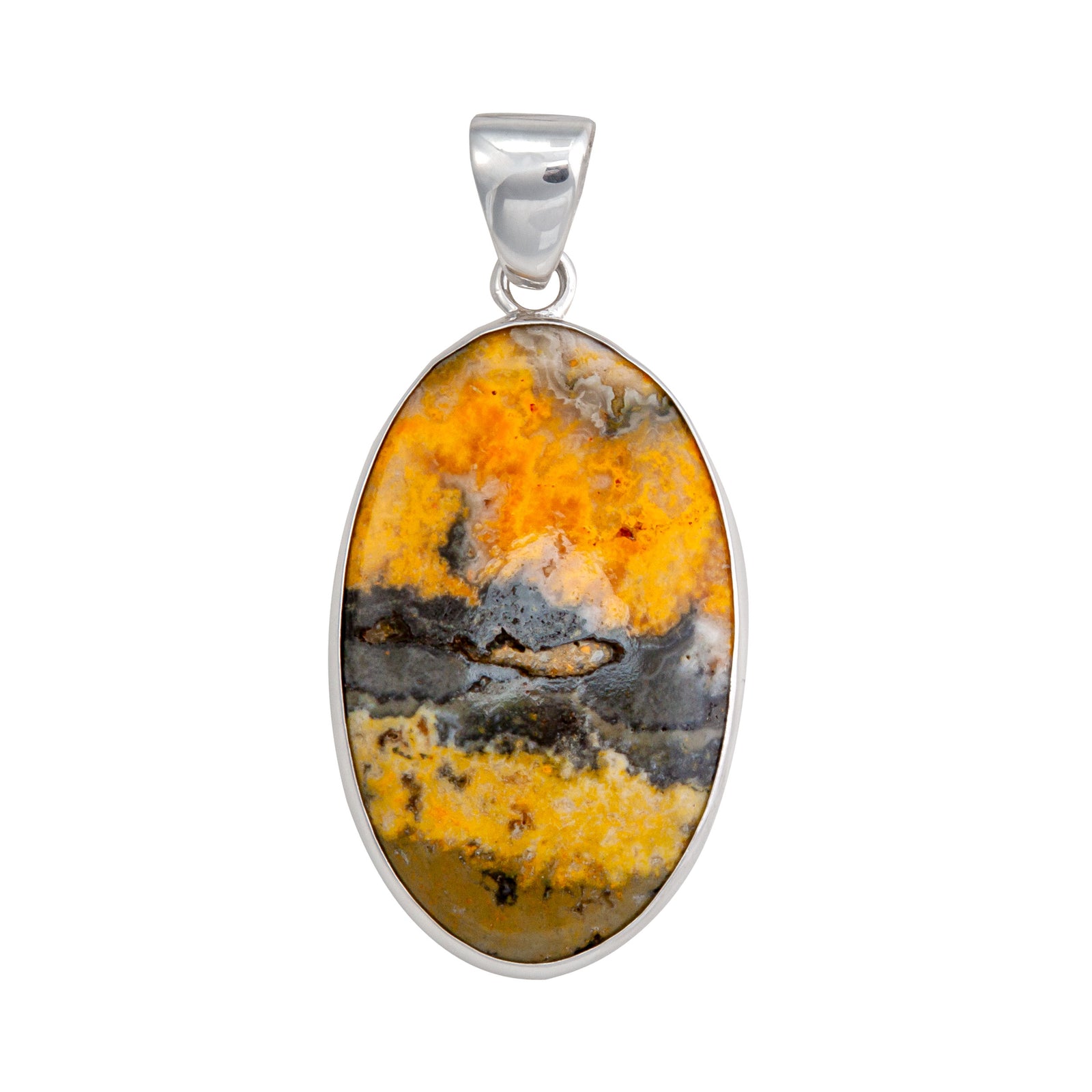 Sterling Silver Bumblebee Jasper Oval Pendant | Charles Albert Jewelry