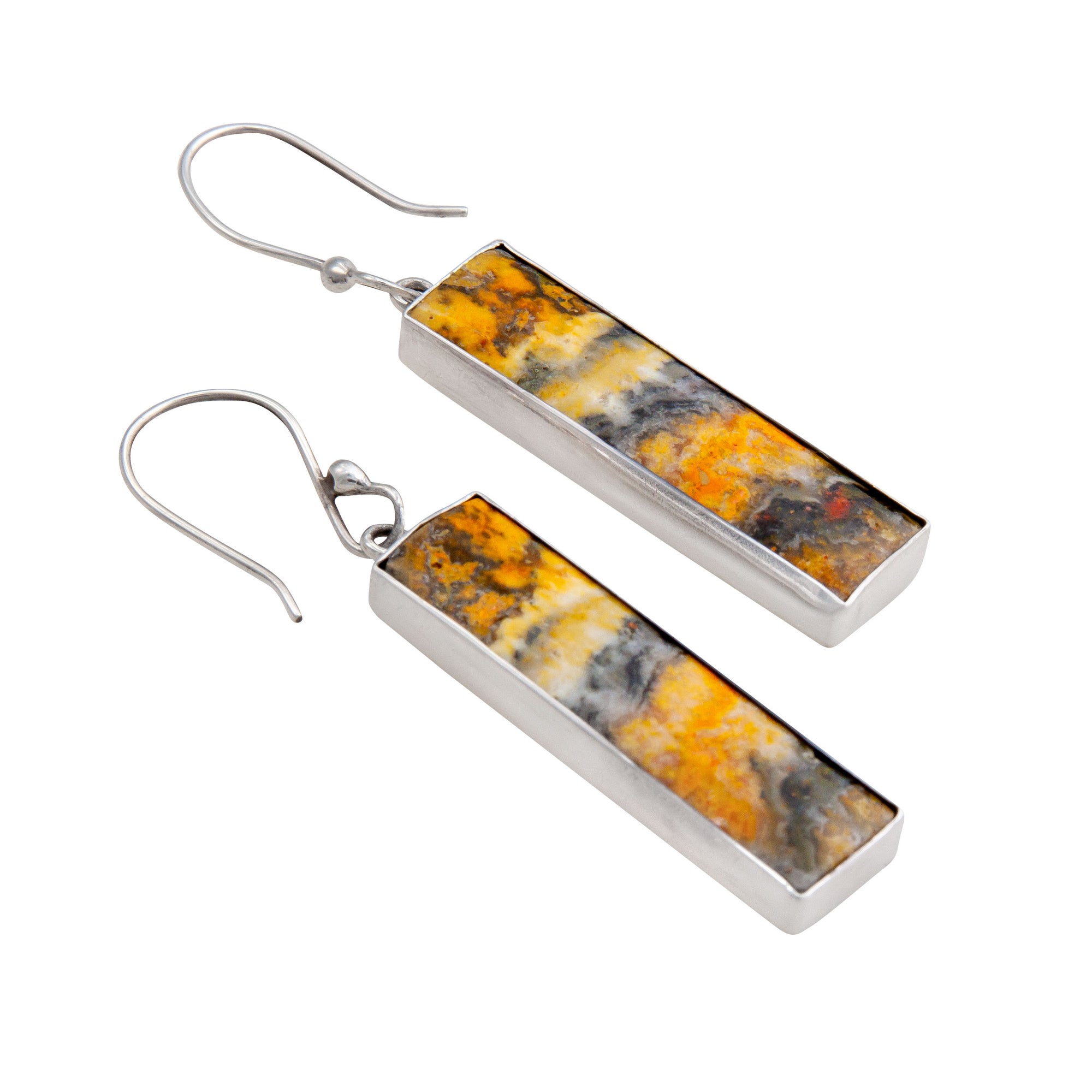 Sterling Silver Bumblebee Jasper Rectangle Drop Earrings | Charles Albert Jewelry