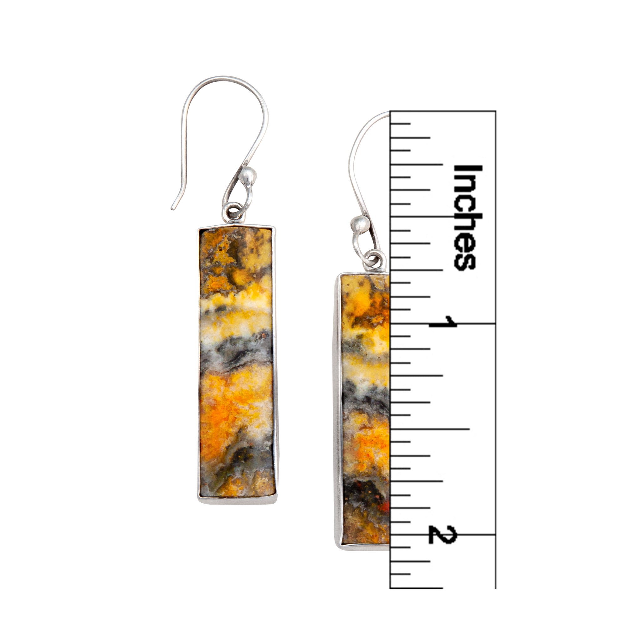 Sterling Silver Bumblebee Jasper Rectangle Drop Earrings | Charles Albert Jewelry