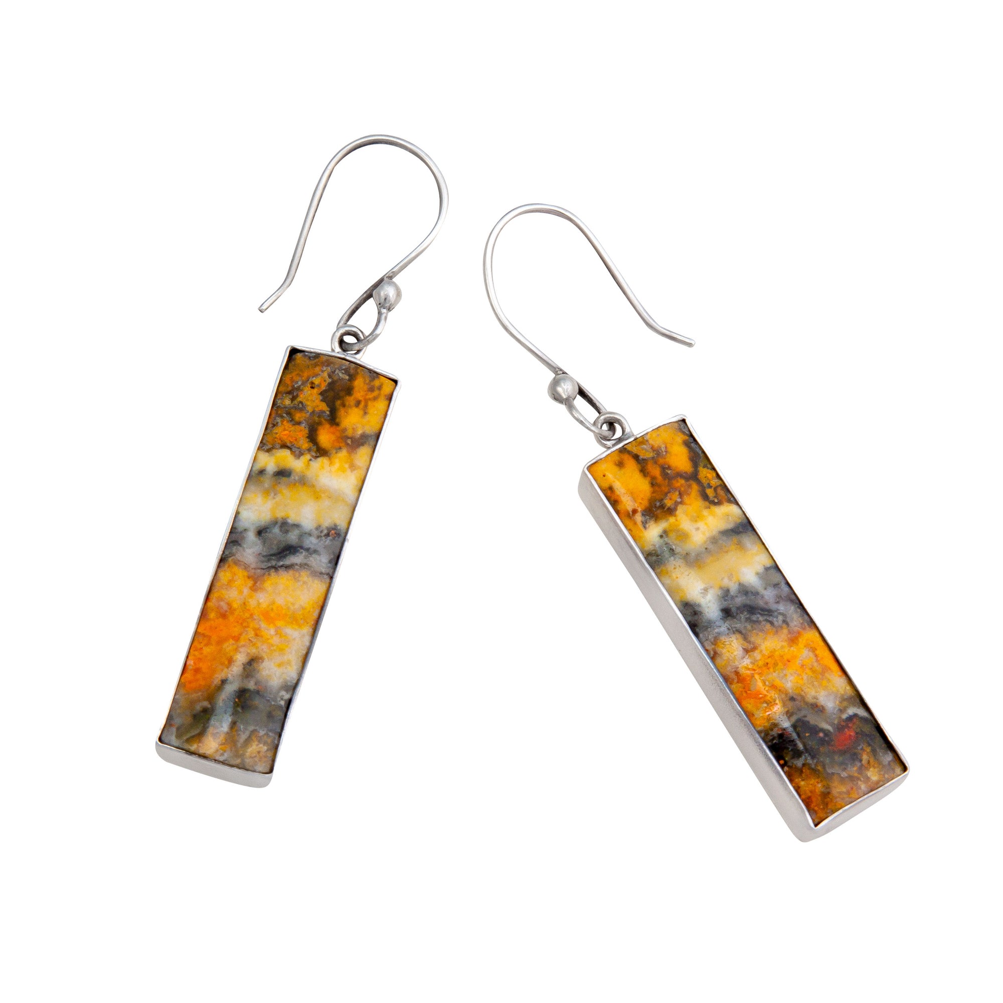 Sterling Silver Bumblebee Jasper Rectangle Drop Earrings | Charles Albert Jewelry