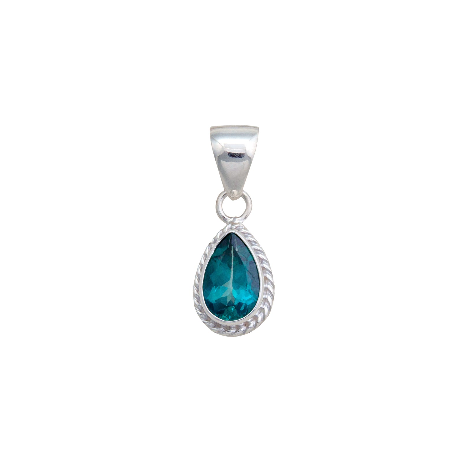 Sterling Silver Chrome Dioptase Teardrop Rope Pendant | Charles Albert Jewelry