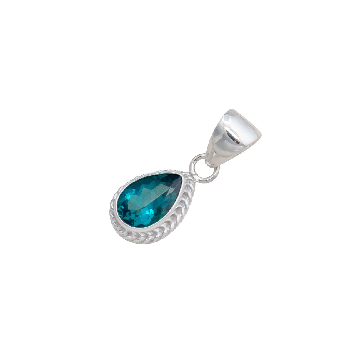 Sterling Silver Chrome Dioptase Teardrop Rope Pendant | Charles Albert Jewelry