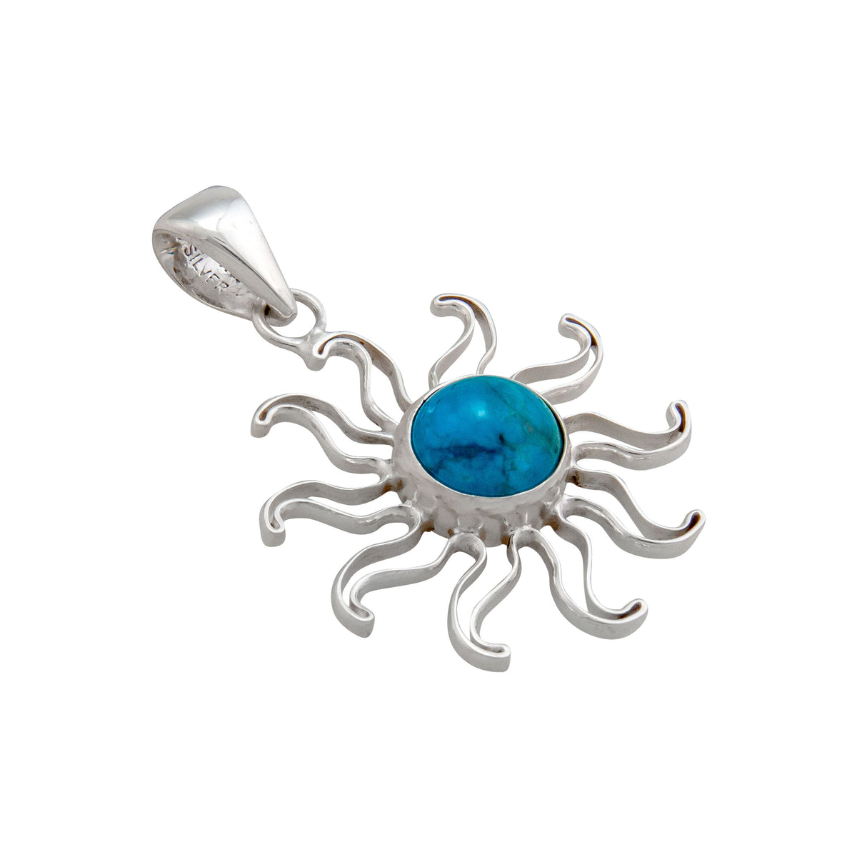 Sterling Silver Chrysocolla Sun Pendant | Charles Albert Jewelry