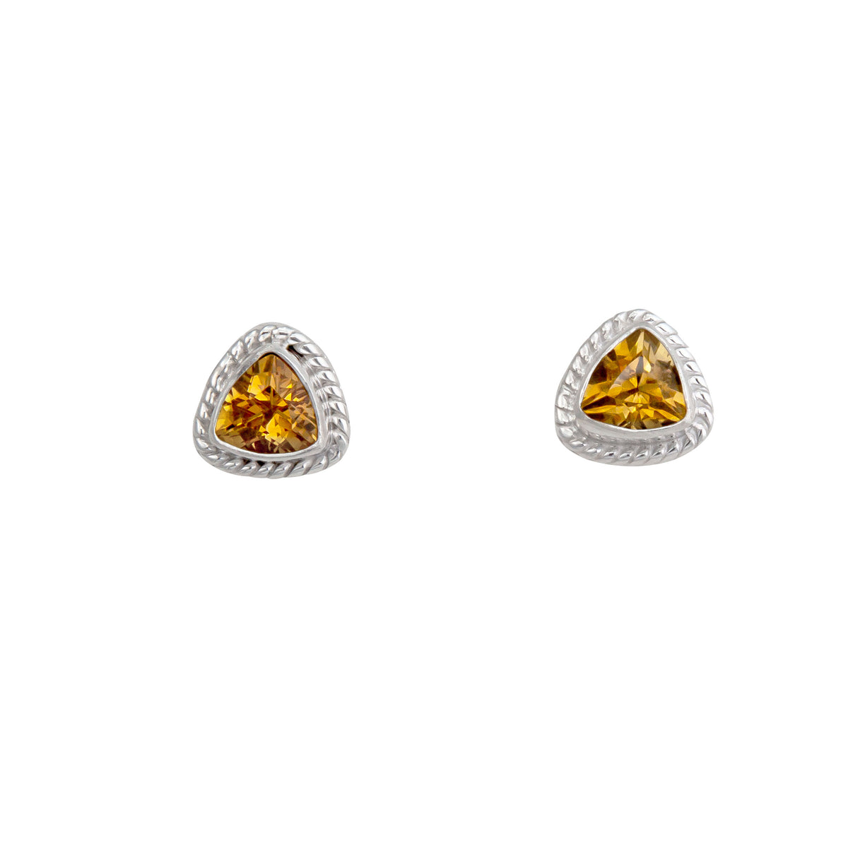 Sterling Silver Citrine Trillion Rope Post Earrings | Charles Albert Jewelry