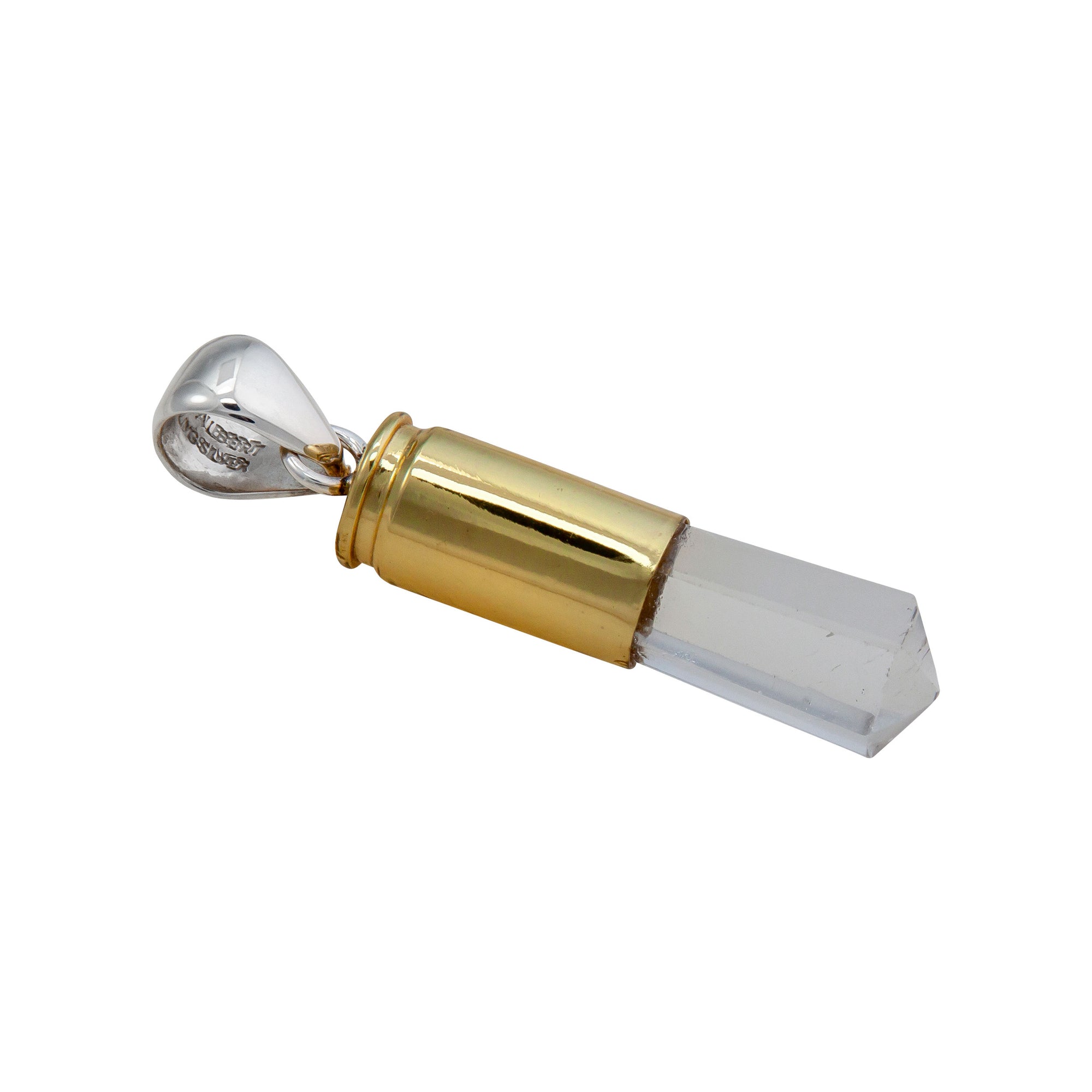 Sterling Silver Clear Quartz Point Bullet Casing Pendant | Charles Albert Jewelry