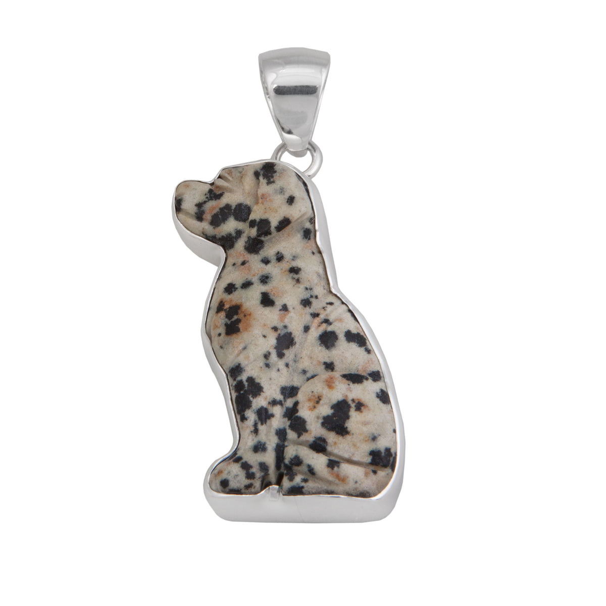 Sterling Silver Dalmatian Jasper Dog Pendant | Charles Albert Jewelry