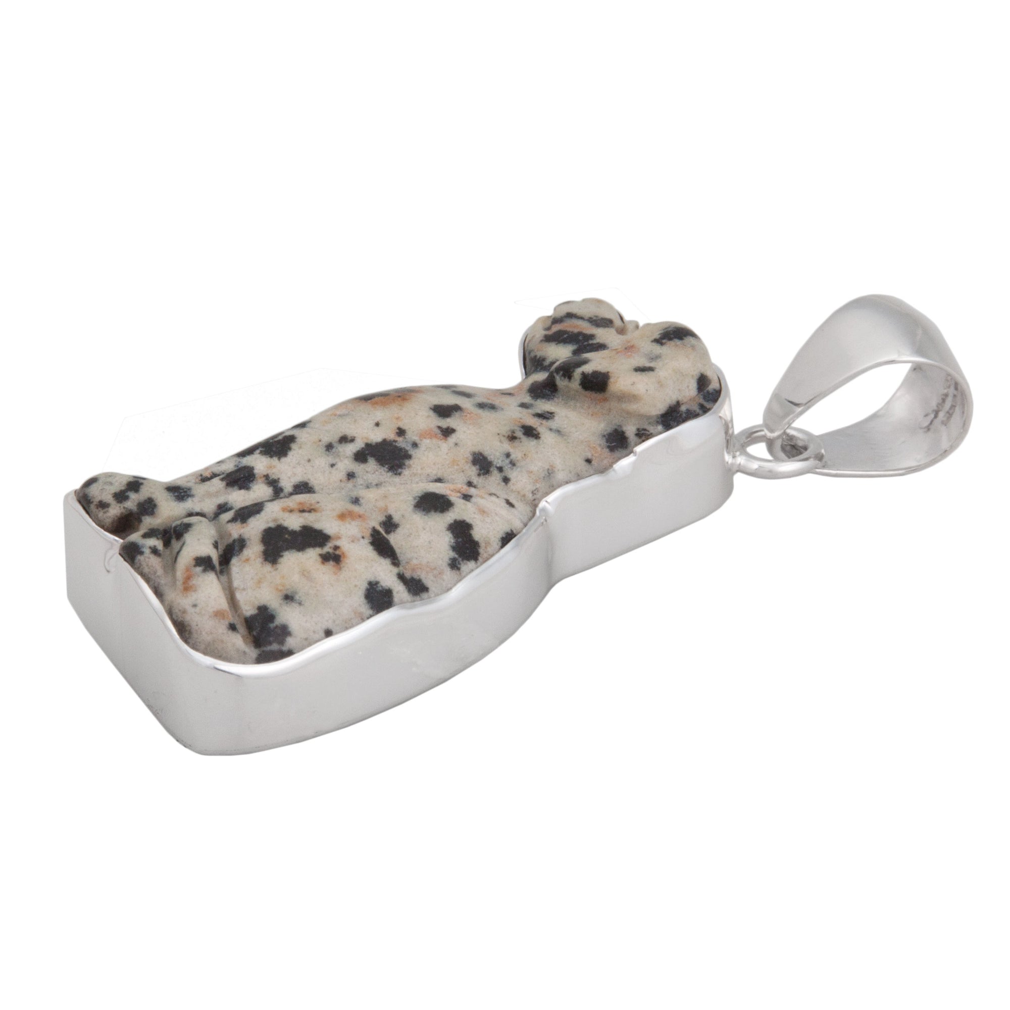 Sterling Silver Dalmatian Jasper Dog Pendant | Charles Albert Jewelry