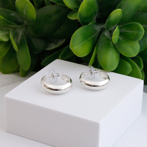 Sterling Silver Dome Hoop Petite Post Earrings | Charles Albert Jewelry