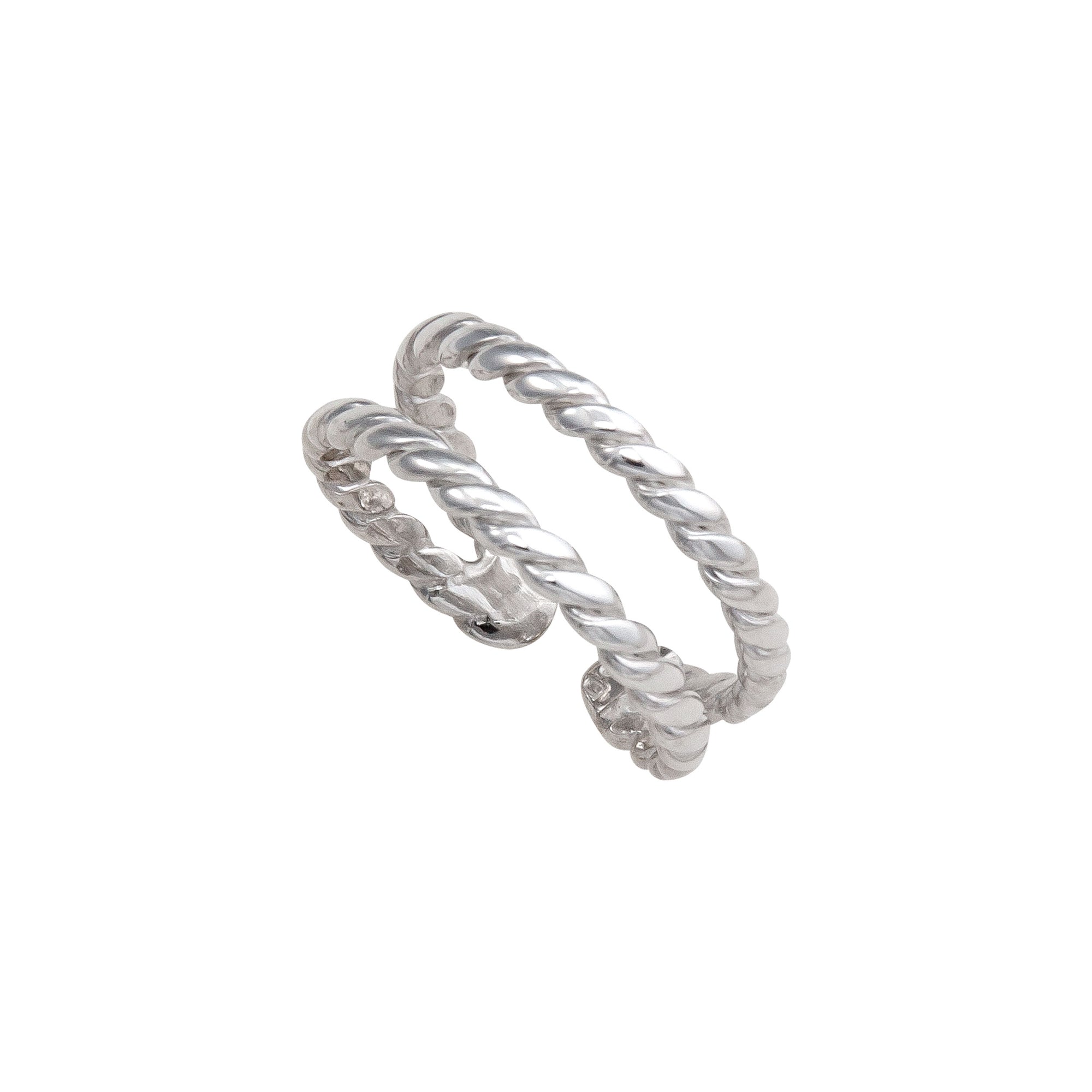 Sterling Silver Double Twisted Adjustable Cuff Ring | Charles Albert Jewelry