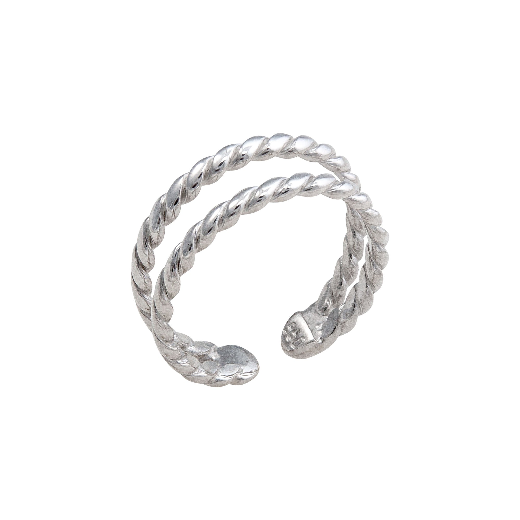 Sterling Silver Double Twisted Adjustable Cuff Ring | Charles Albert Jewelry