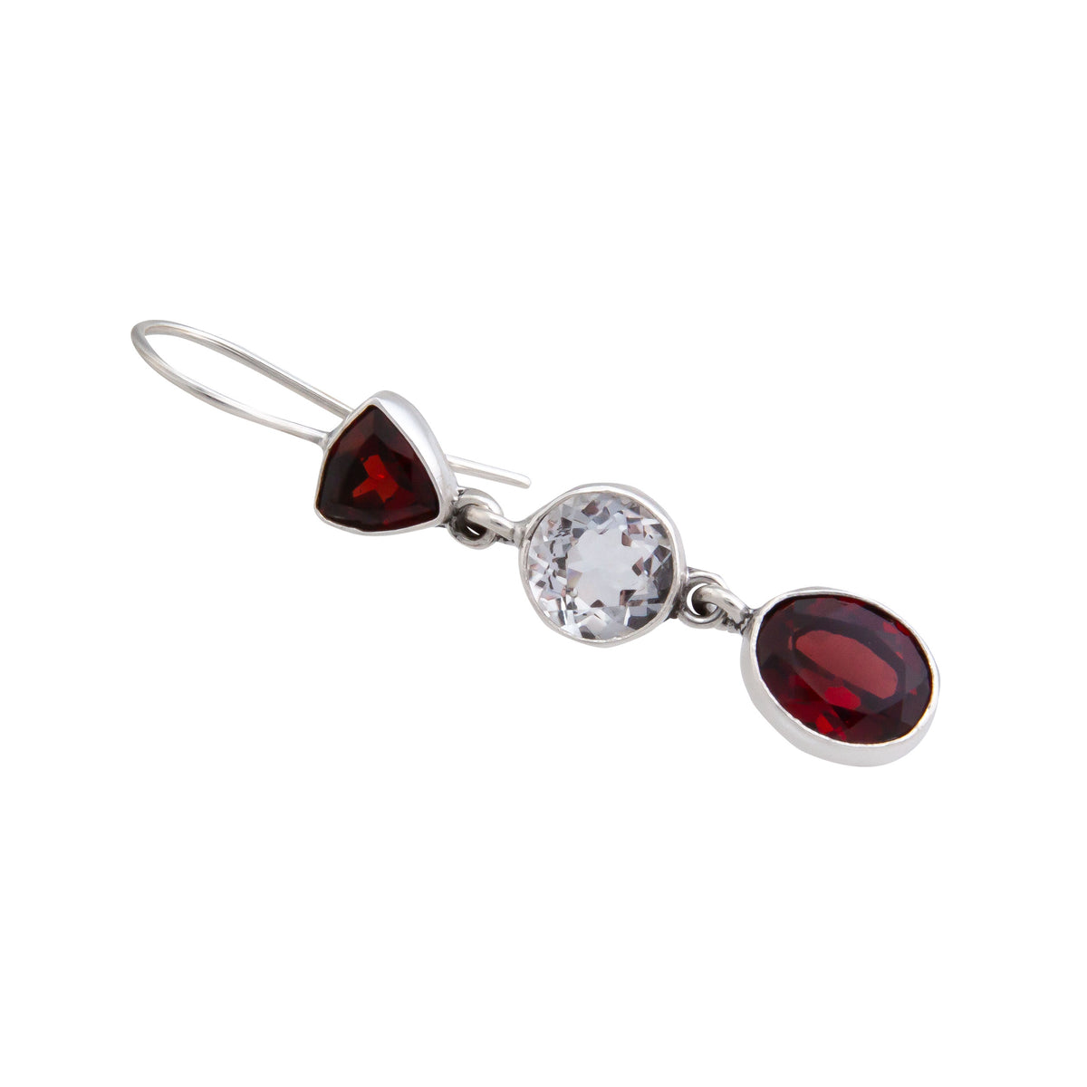 Sterling Silver Garnet and Quartz Drop Earrings | Charles Albert Jewelry