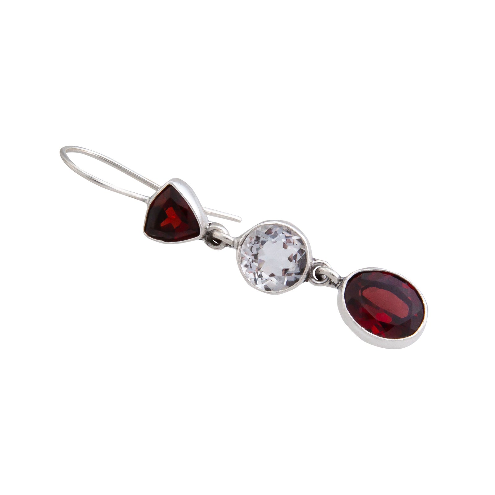 Sterling Silver Garnet and Quartz Drop Earrings | Charles Albert Jewelry
