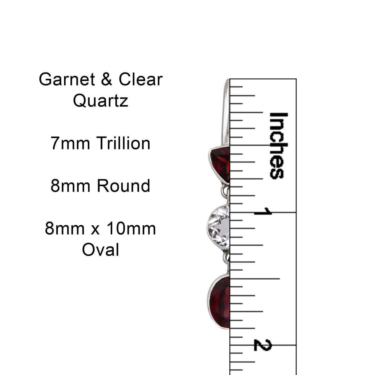 Sterling Silver Garnet and Quartz Drop Earrings | Charles Albert Jewelry