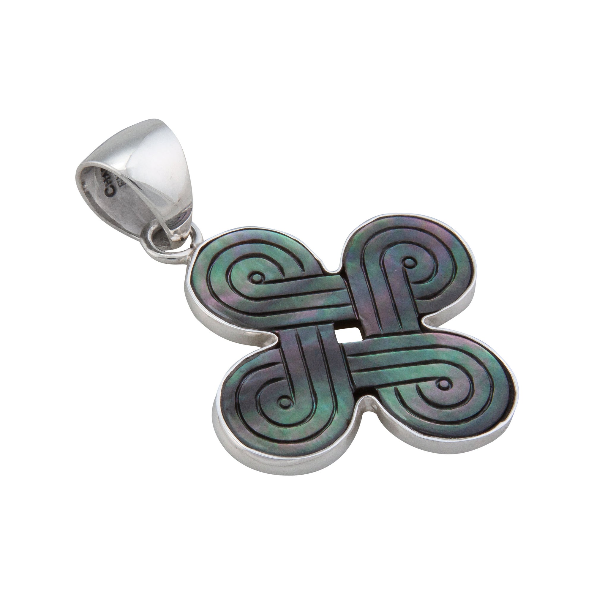 Sterling Silver Gray Mother of Pearl Celtic Knot Pendant | Charles Albert Jewelry