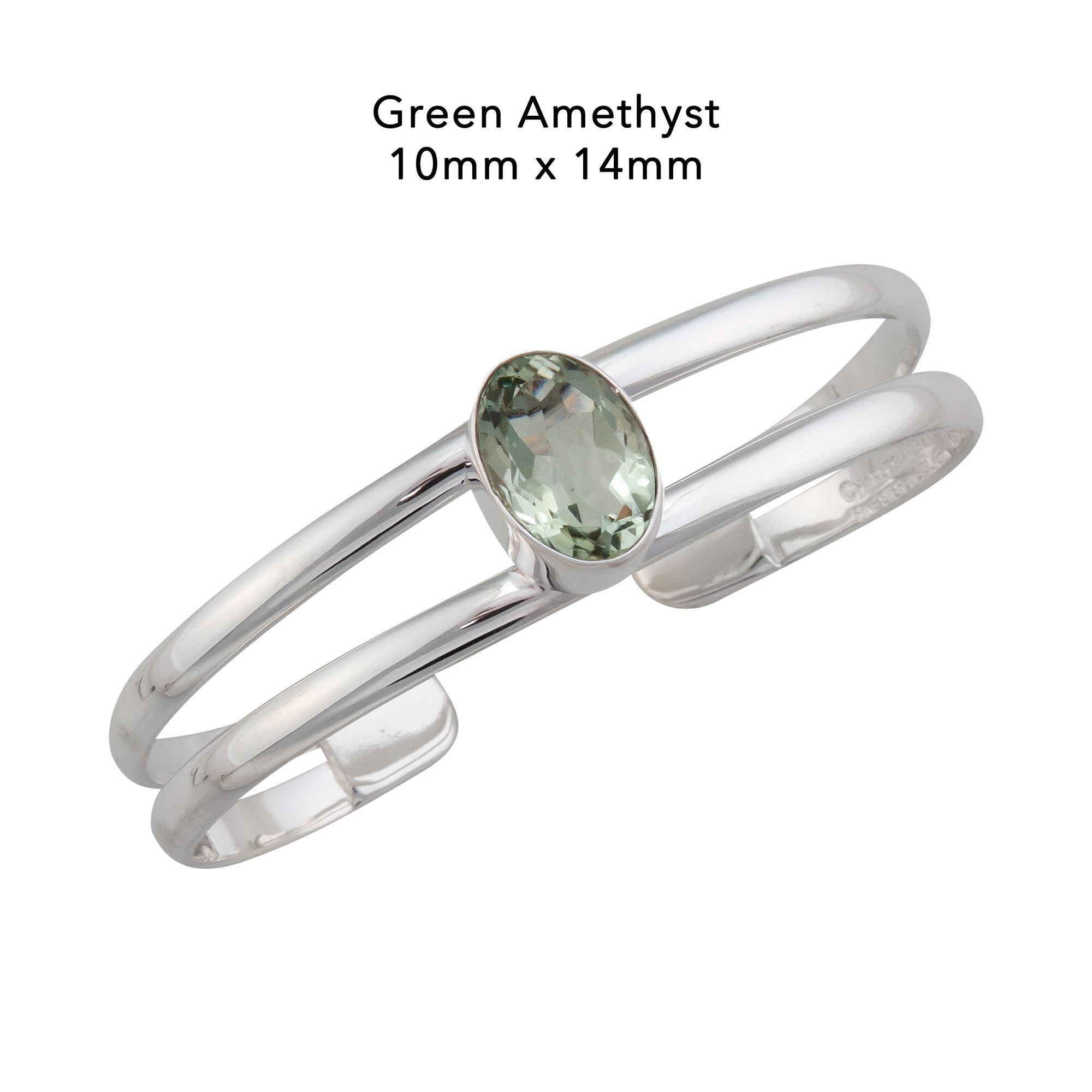 Sterling Silver Green Amethyst Double Band Cuff | Charles Albert Jewelry