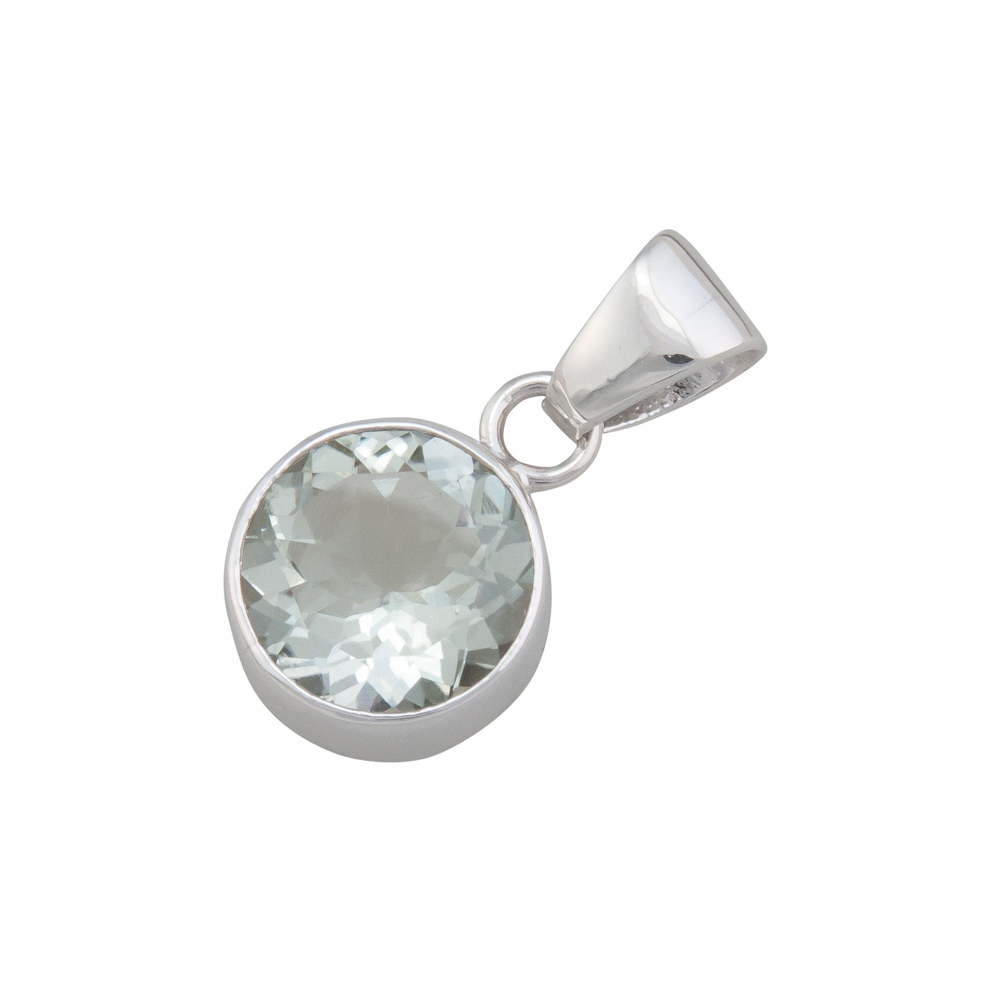 Sterling Silver Green Amethyst Round Pendant | Charles Albert Jewelry