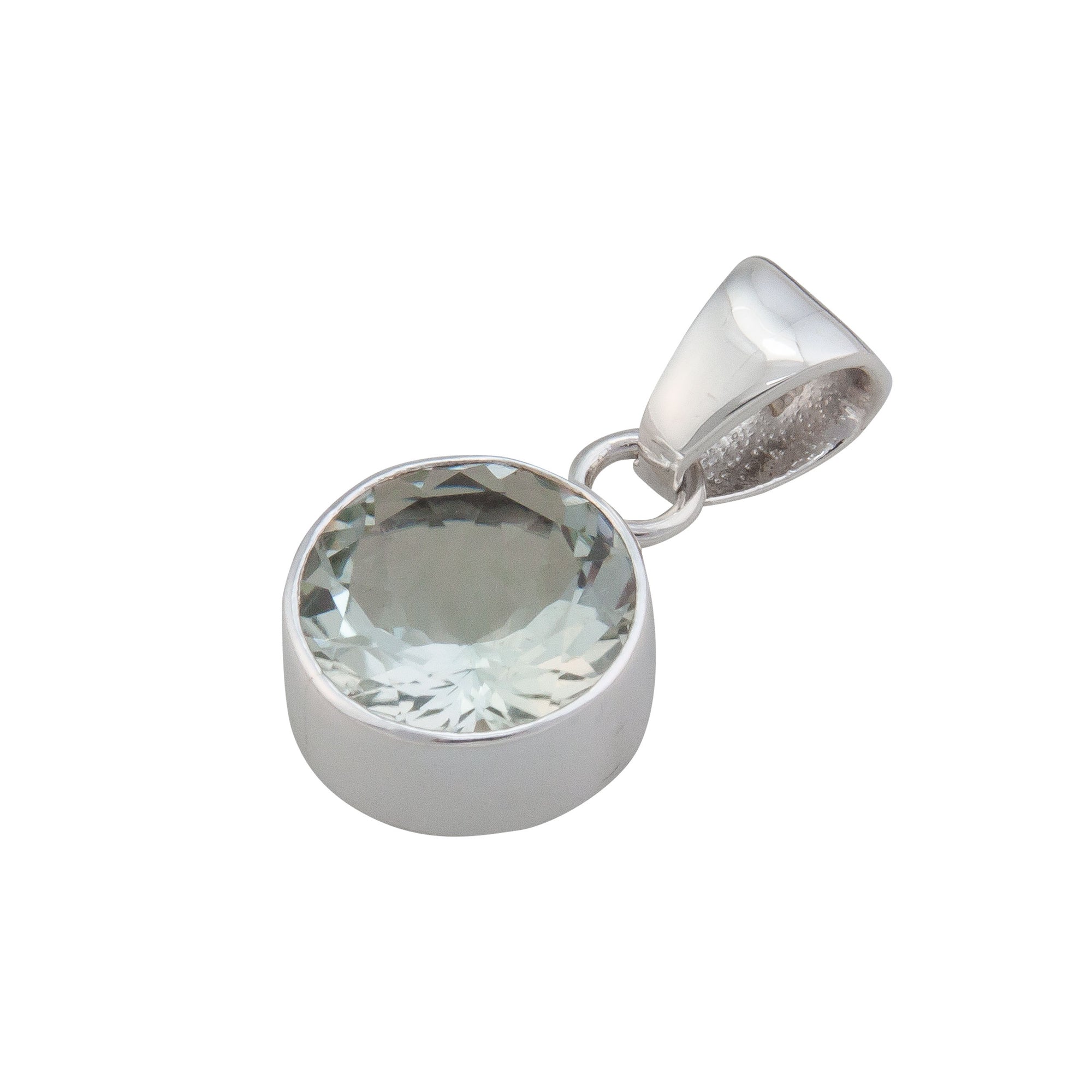 Sterling Silver Green Amethyst Round Pendant | Charles Albert Jewelry