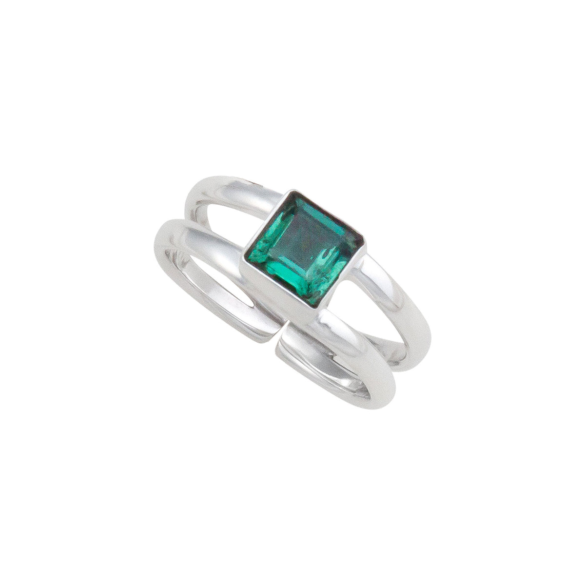 Sterling Silver Green Quartz Adjustable Cuff Ring | Charles Albert Jewelry