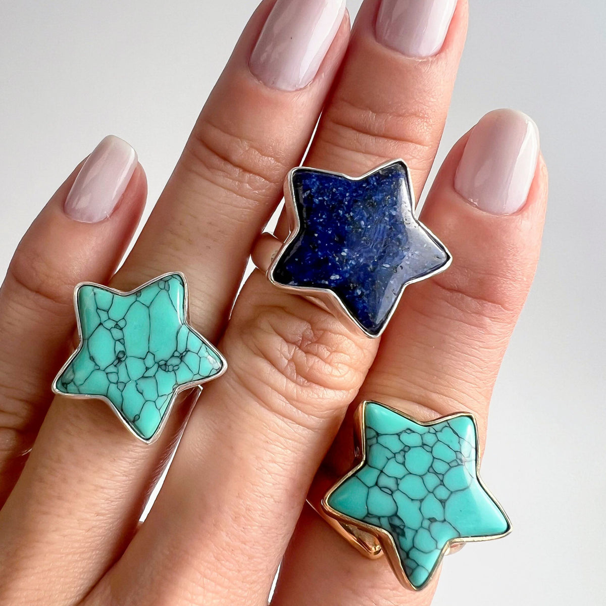 Sterling Silver Howlite Star Adjustable Ring