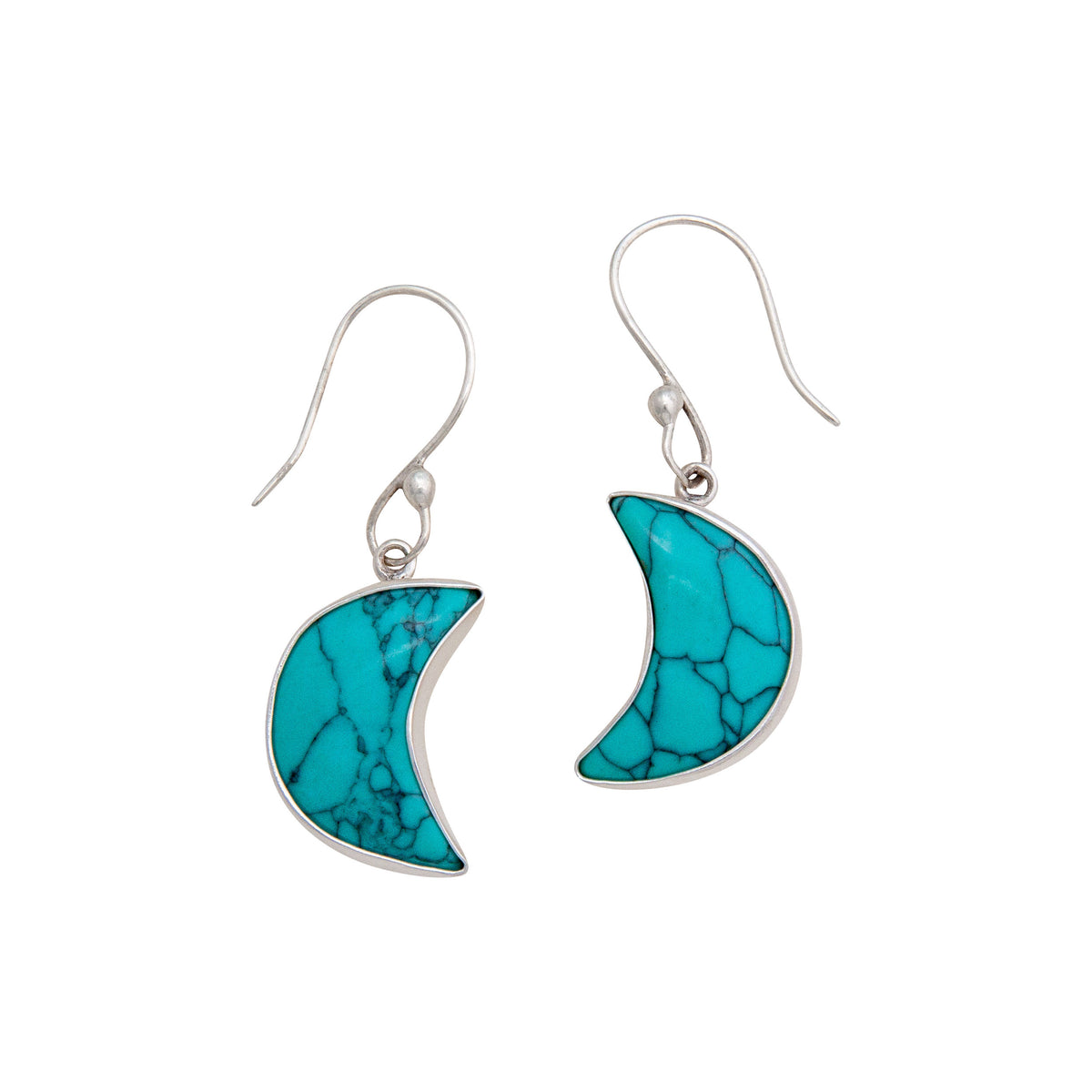 Sterling Silver Howlite Moon Drop Earrings | Charles Albert Jewelry