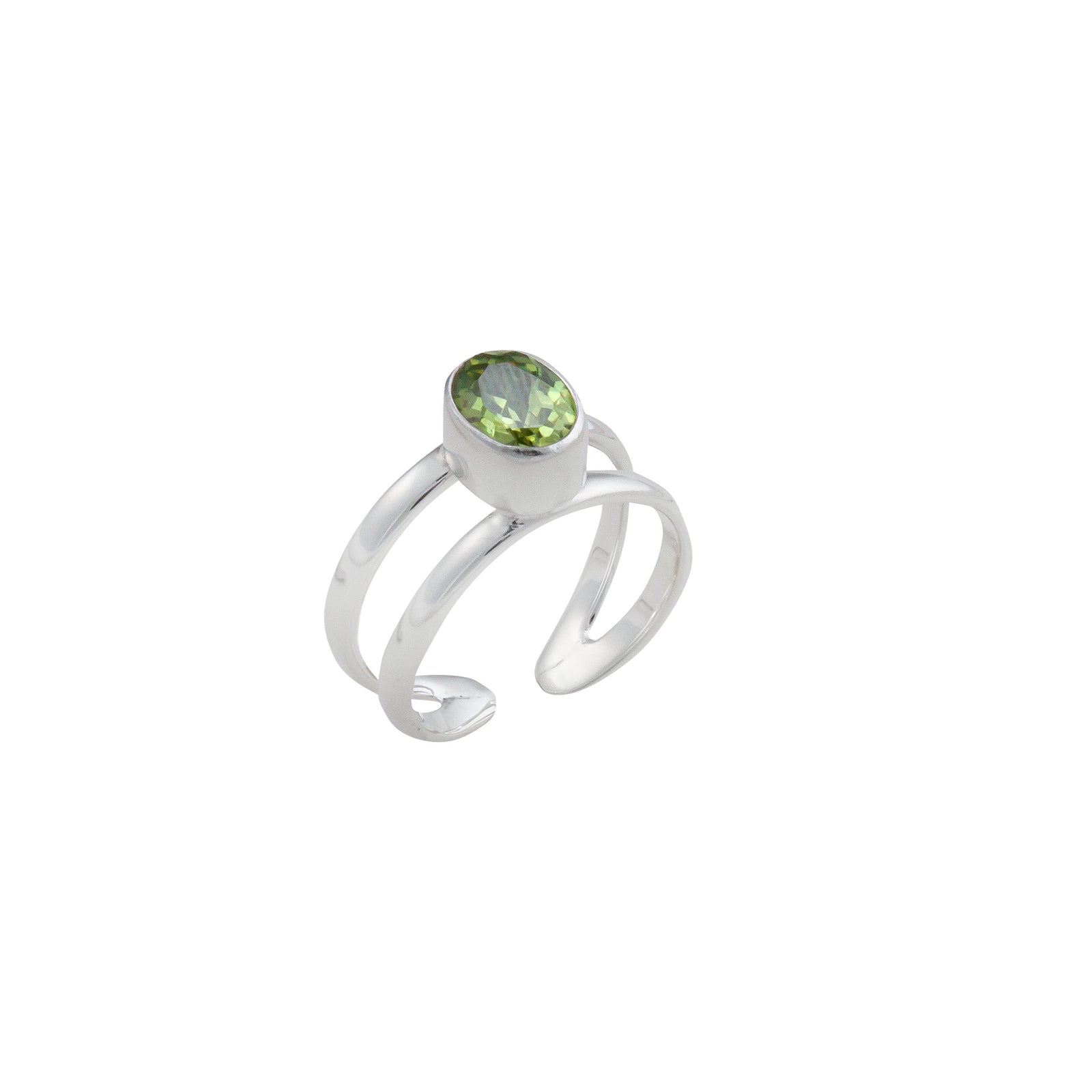Sterling Silver Lab Created Peridot Cuff Ring | Charles Albert Jewelry