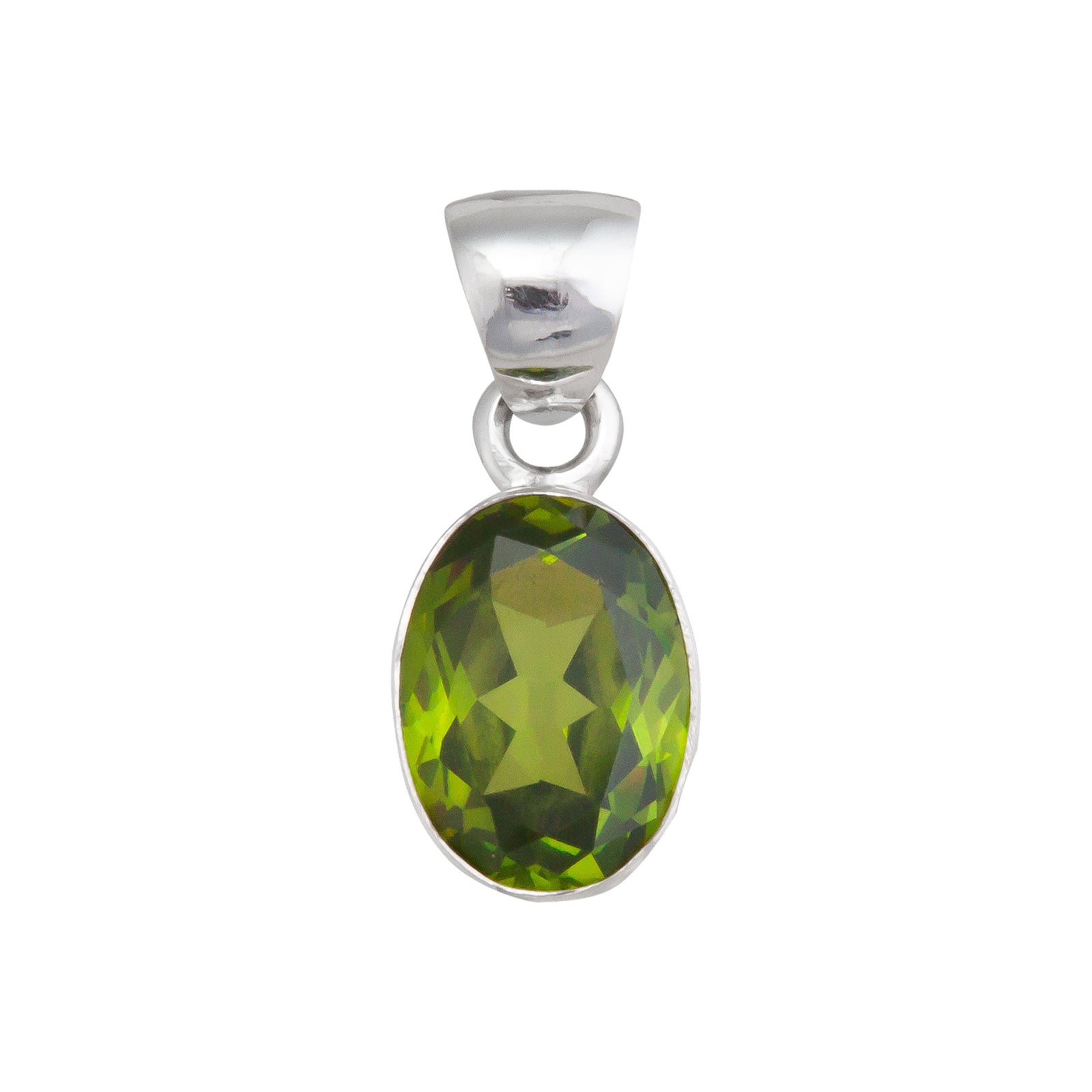 Sterling Silver Lab Created Peridot Oval Pendant | Charles Albert Jewelry
