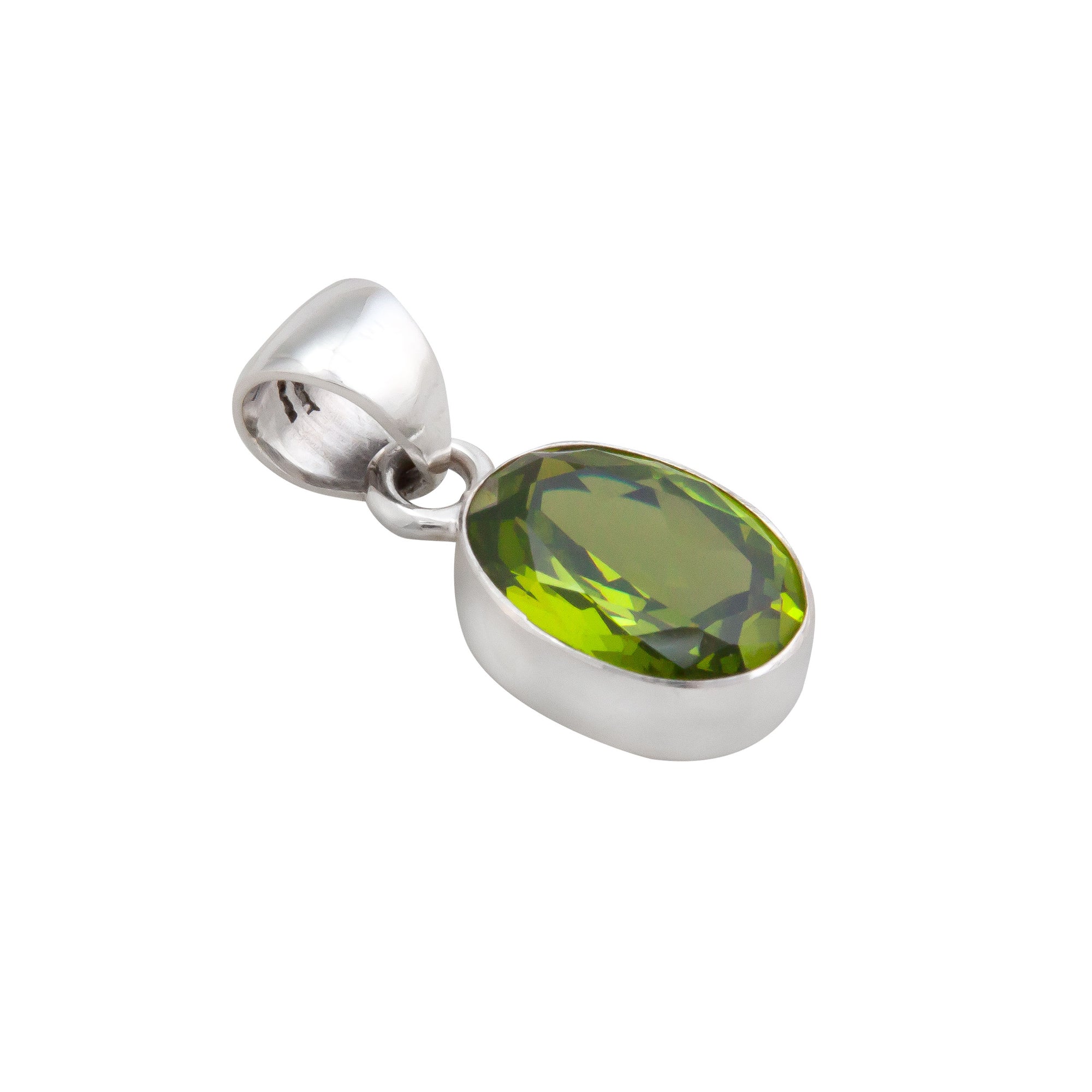 Sterling Silver Lab Created Peridot Oval Pendant | Charles Albert Jewelry