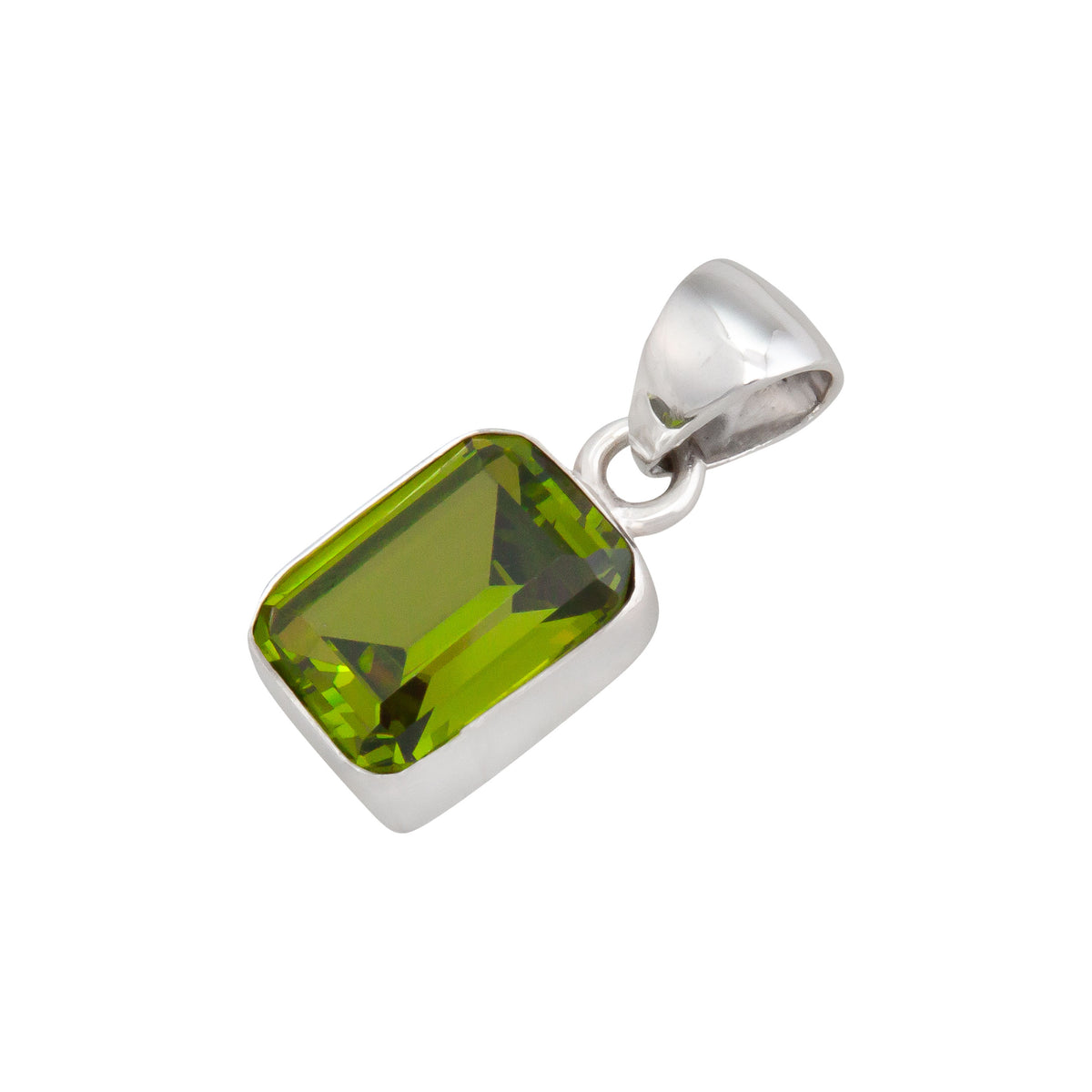 Sterling Silver Lab Created Peridot Rectangle Pendant  | Charles Albert Jewelry