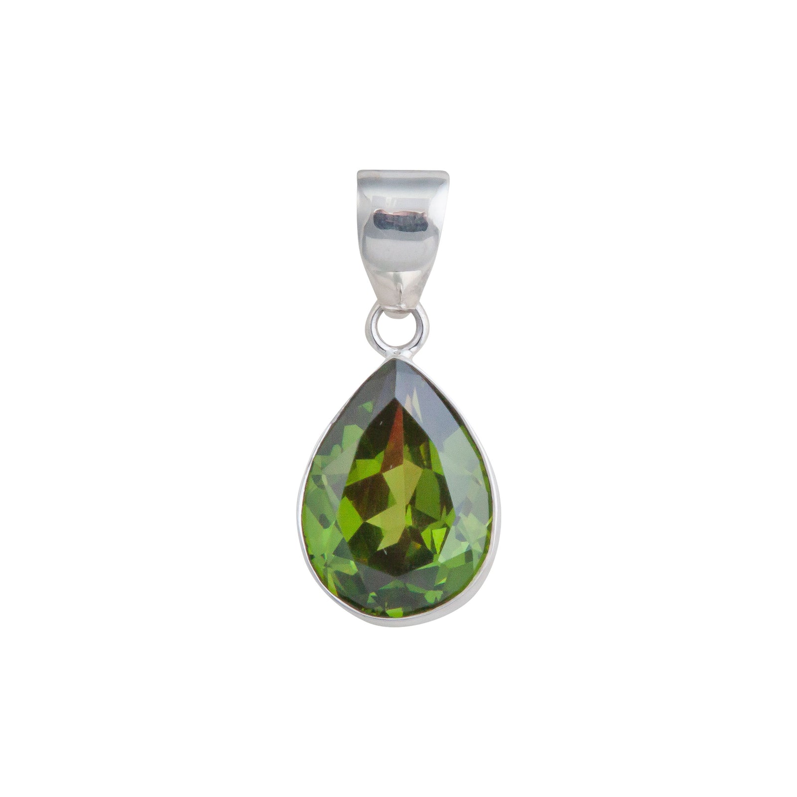 Sterling Silver Lab Created Peridot Teardrop Pendant | Charles Albert Jewelry