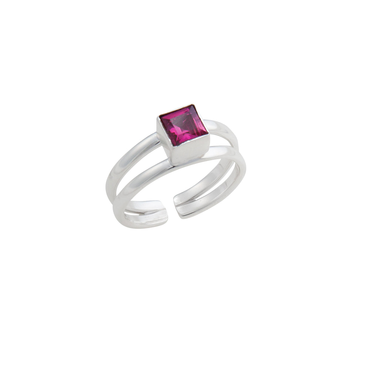 Sterling Silver Lab Created Ruby Adjustable Cuff Ring | Charles Albert Jewelry