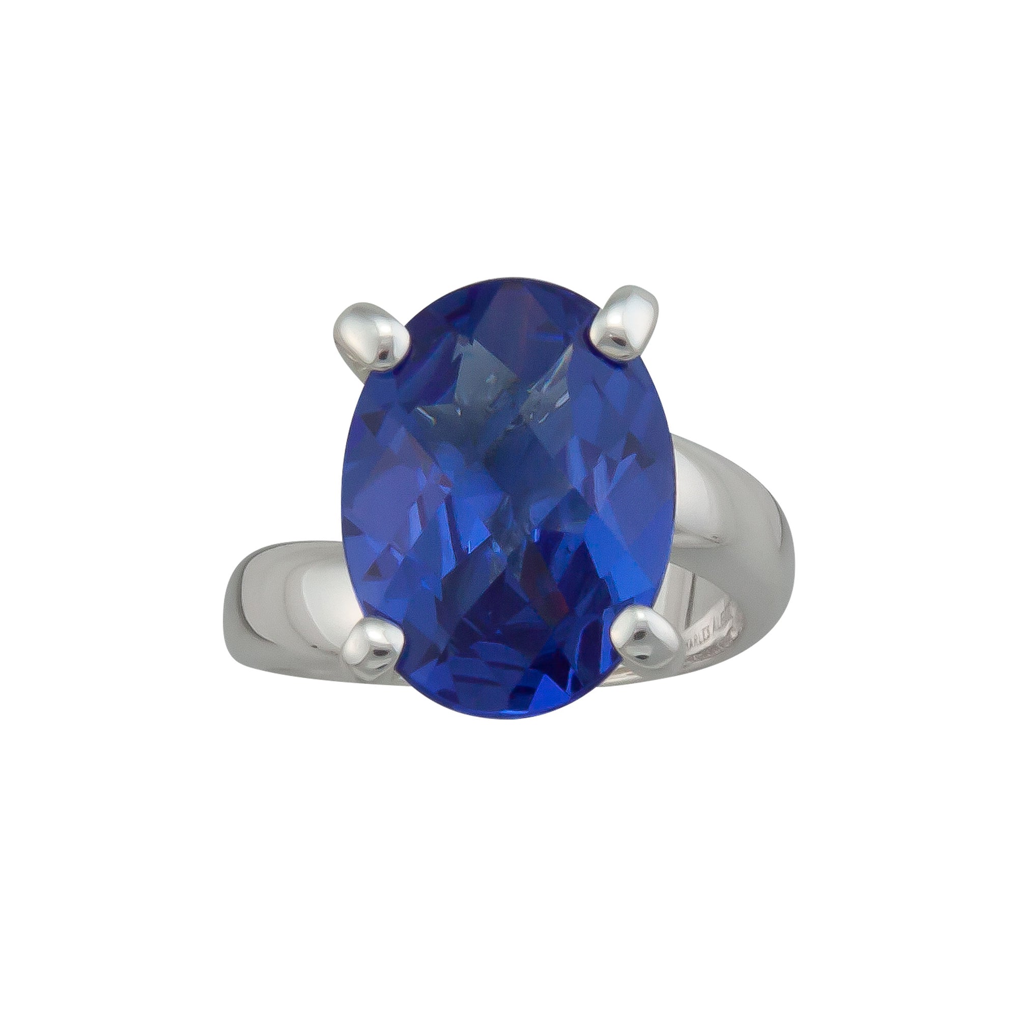 Sterling Silver Lab Created Tanzanite Oval Prong Set Ring | Charles Albert Jewelry