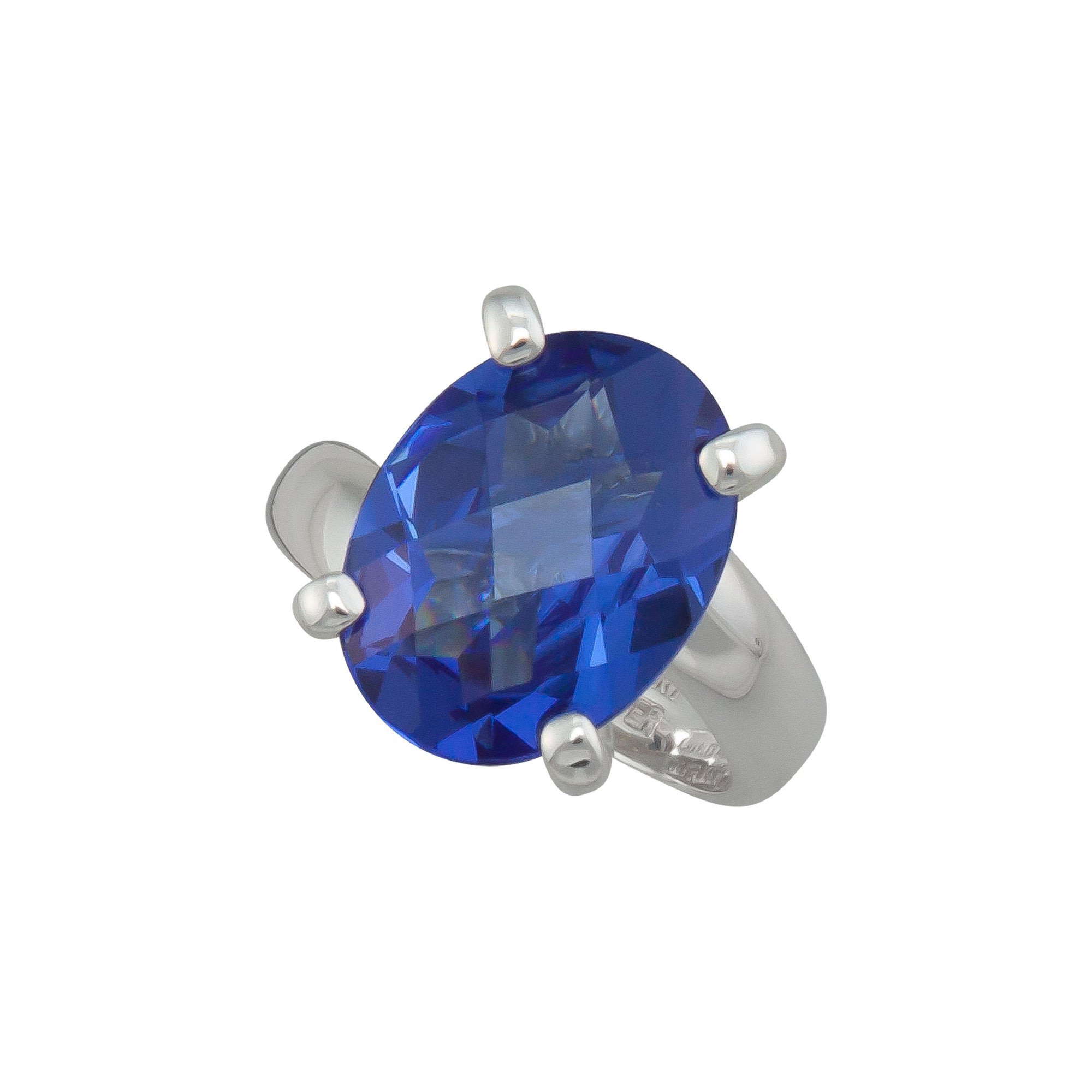 Sterling Silver Lab Created Tanzanite Oval Prong Set Ring | Charles Albert Jewelry