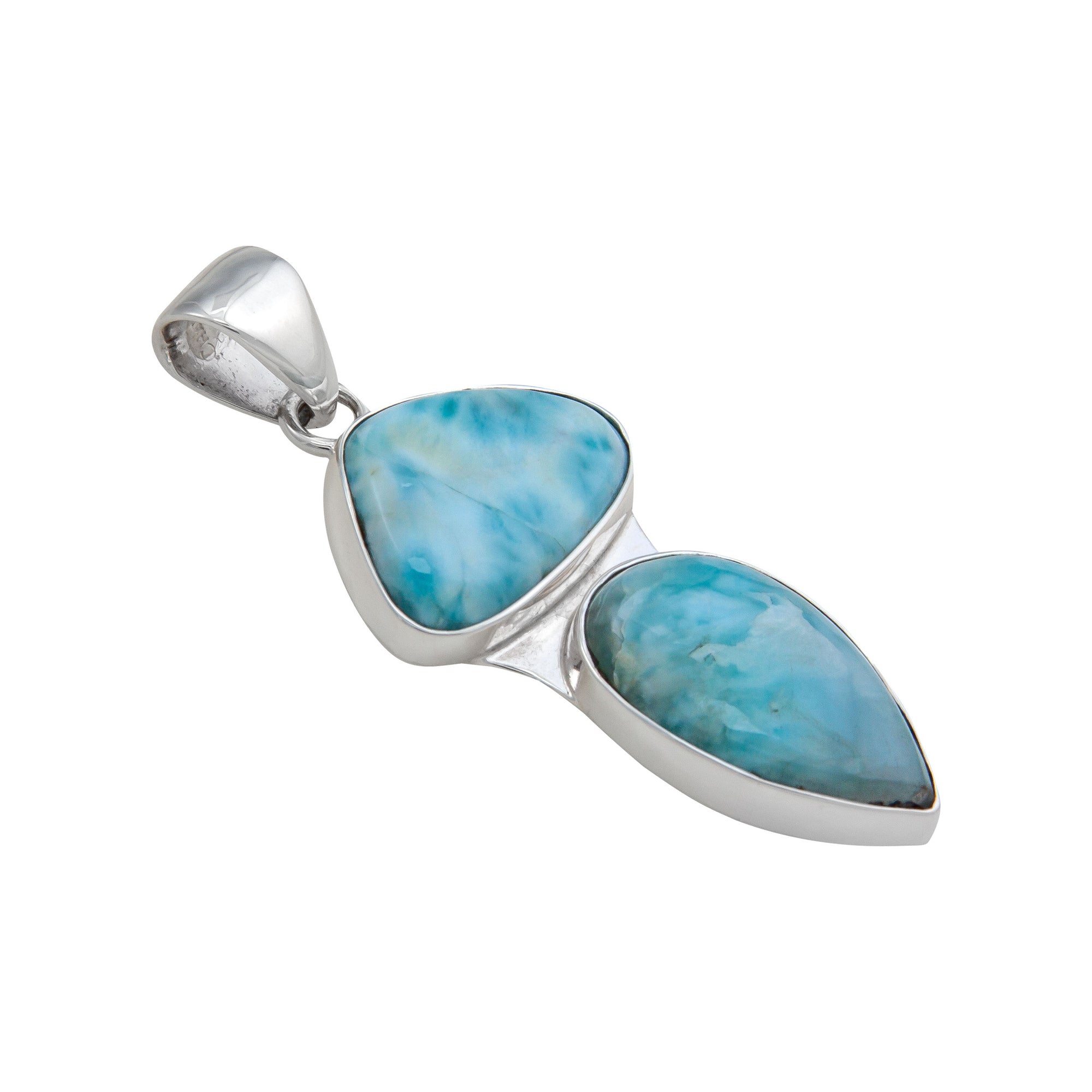 Sterling Silver Larimar Double Pendant | Charles Albert Jewelry