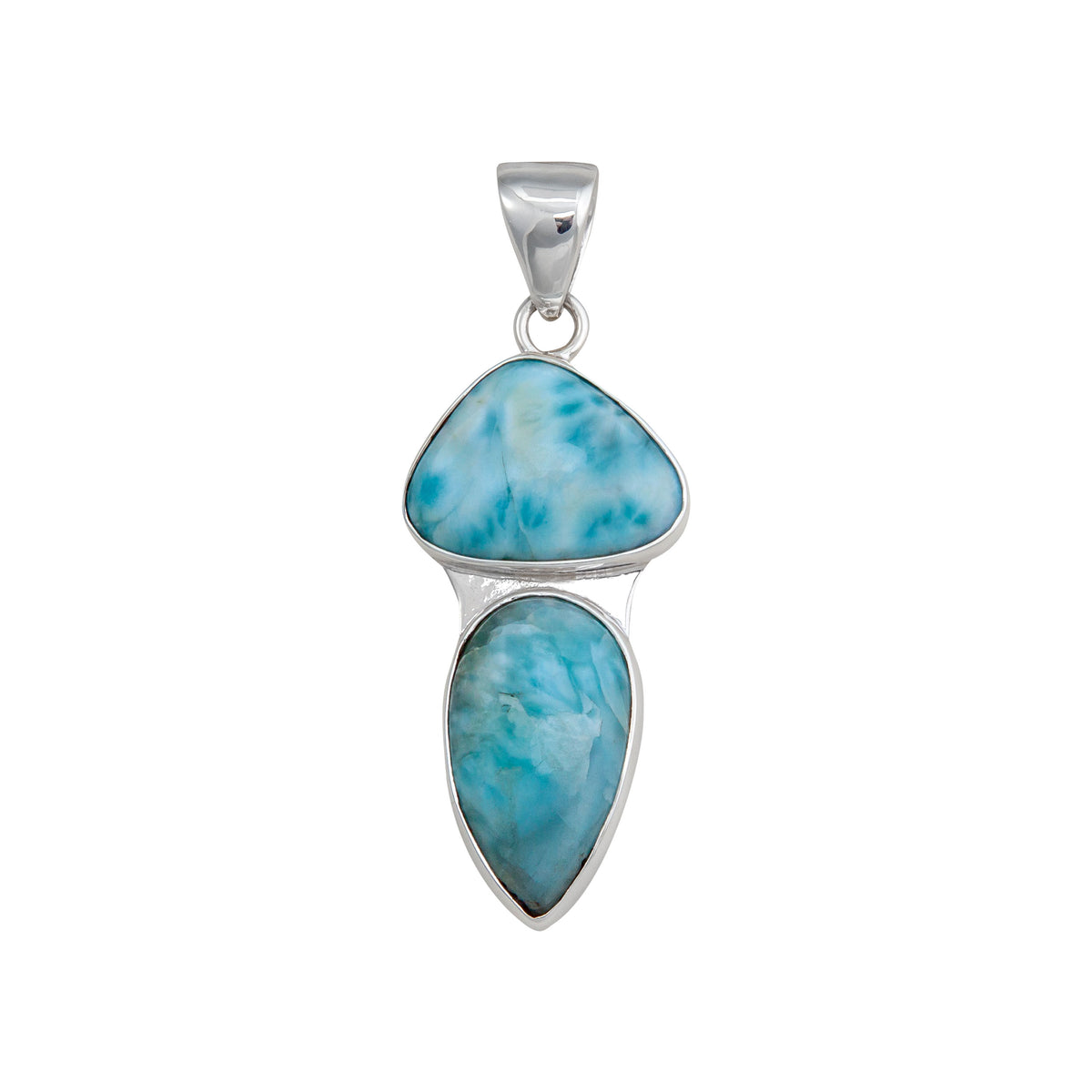 Sterling Silver Larimar Double Pendant | Charles Albert Jewelry