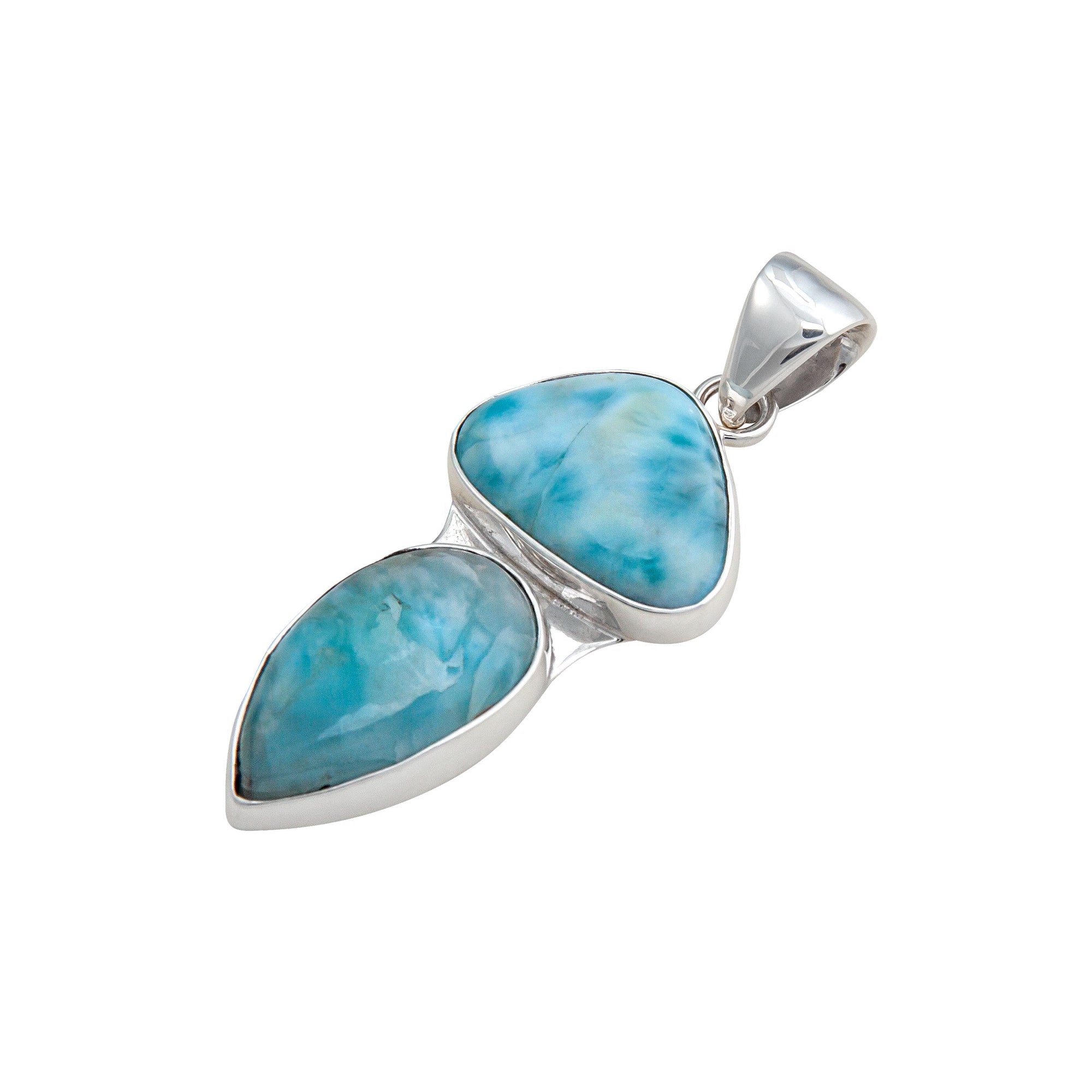 Sterling Silver Larimar Double Pendant | Charles Albert Jewelry