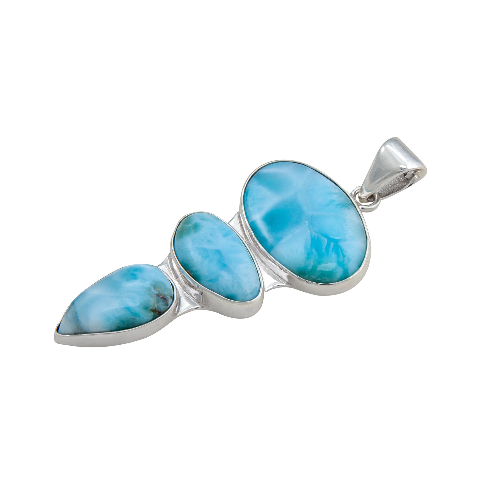 Sterling Silver Larimar Triple Pendant | Charles Albert Jewelry