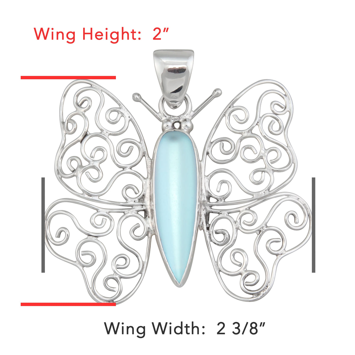 Sterling Silver Luminite Butterfly Pendant | Charles Albert Jewelry