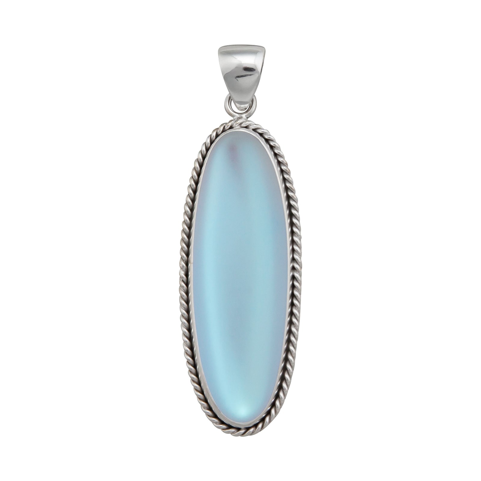 Sterling Silver Luminite Oblong Rope Pendant | Charles Albert Jewelry